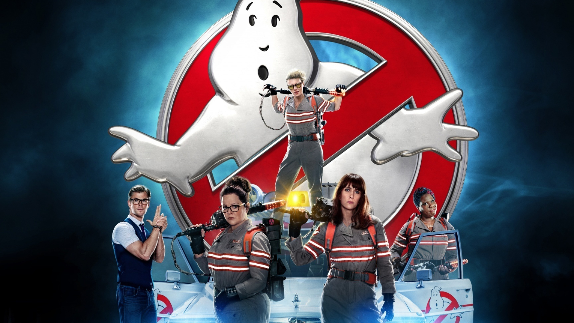 Ghostbusters: Produced by Columbia Pictures in association with Village Roadshow Pictures, 2016. 1920x1080 Full HD Background.