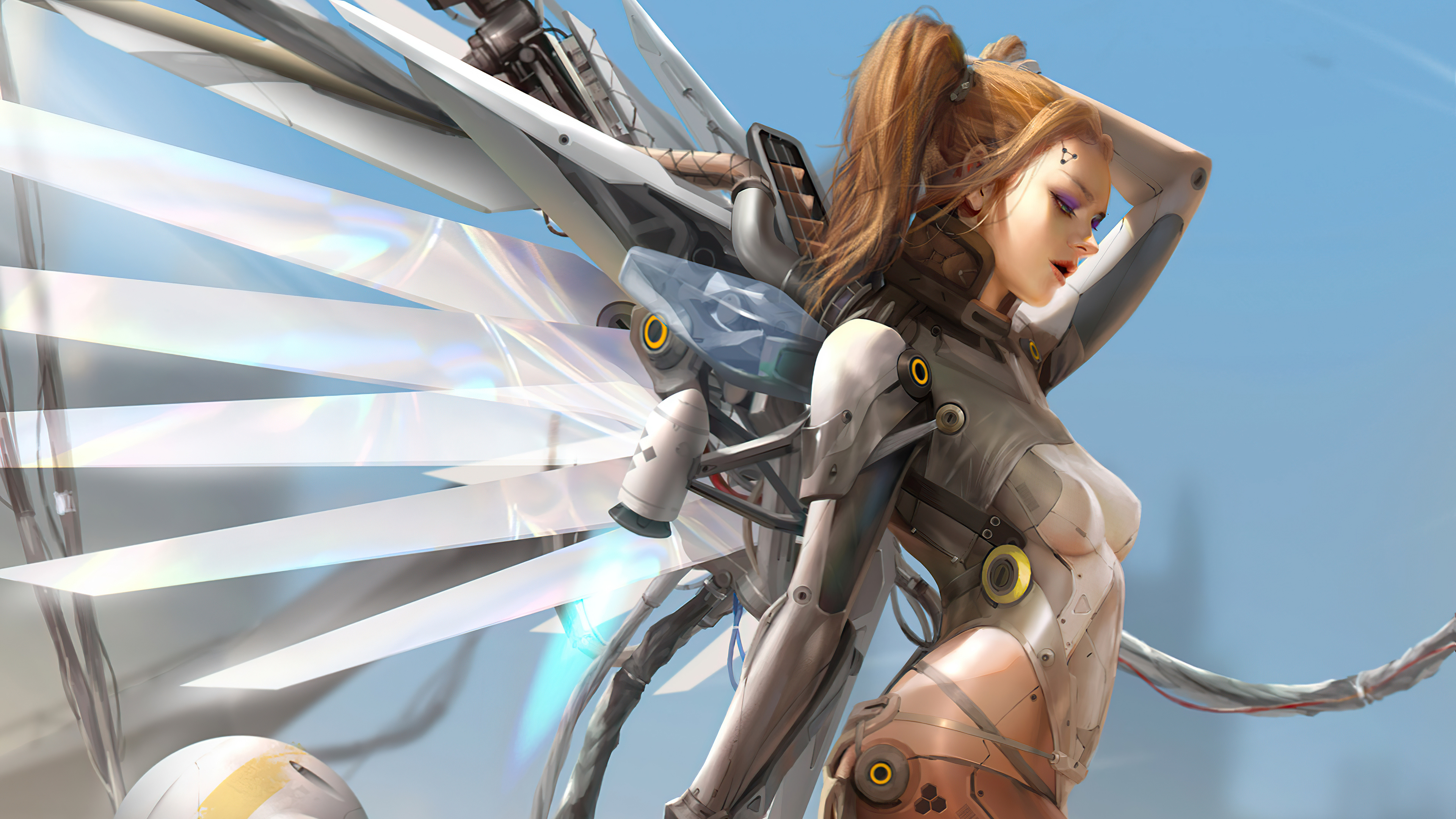 Cyberpunk goddess, MOBA game, Angelic beauty, Futuristic, 3840x2160 4K Desktop