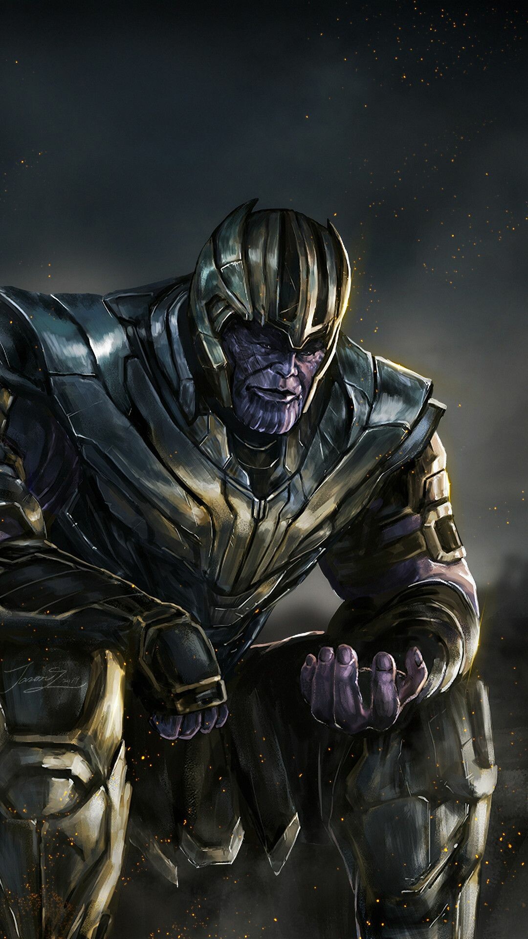 Marvel Villain: Thanos, The most evil, bloodthirsty, and powerful hero in the universe. 1080x1920 Full HD Wallpaper.
