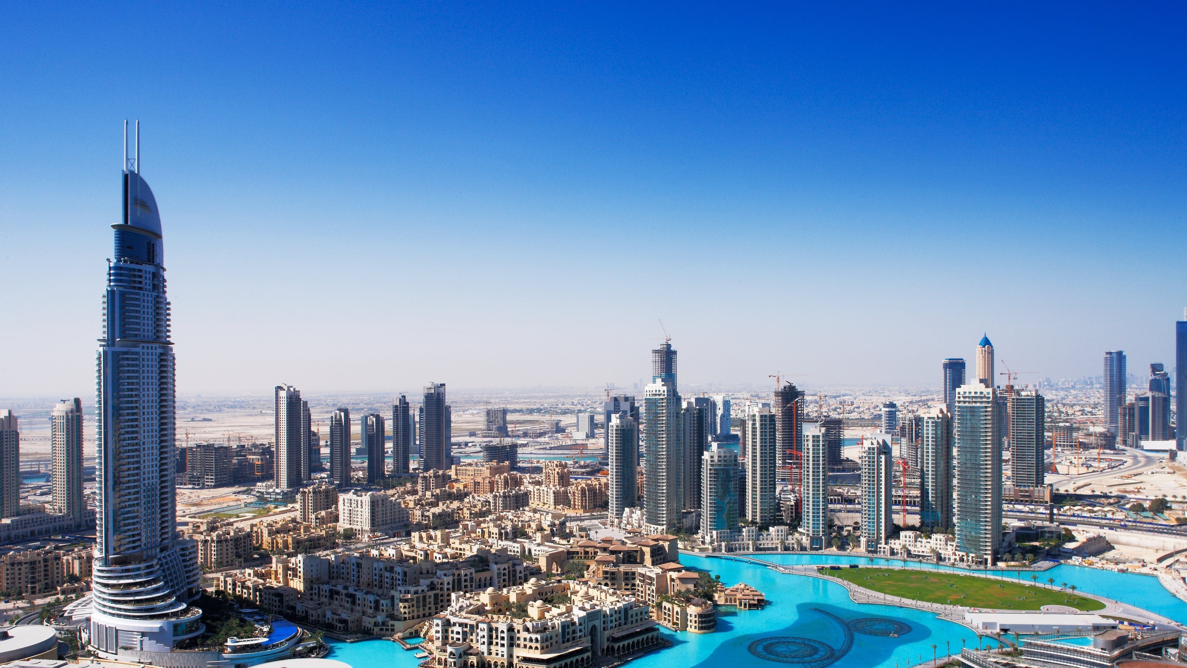 Dubai Skyline, Panoramic View, Megapolis Architecture, Desktop Background, 3840x2160 4K Desktop