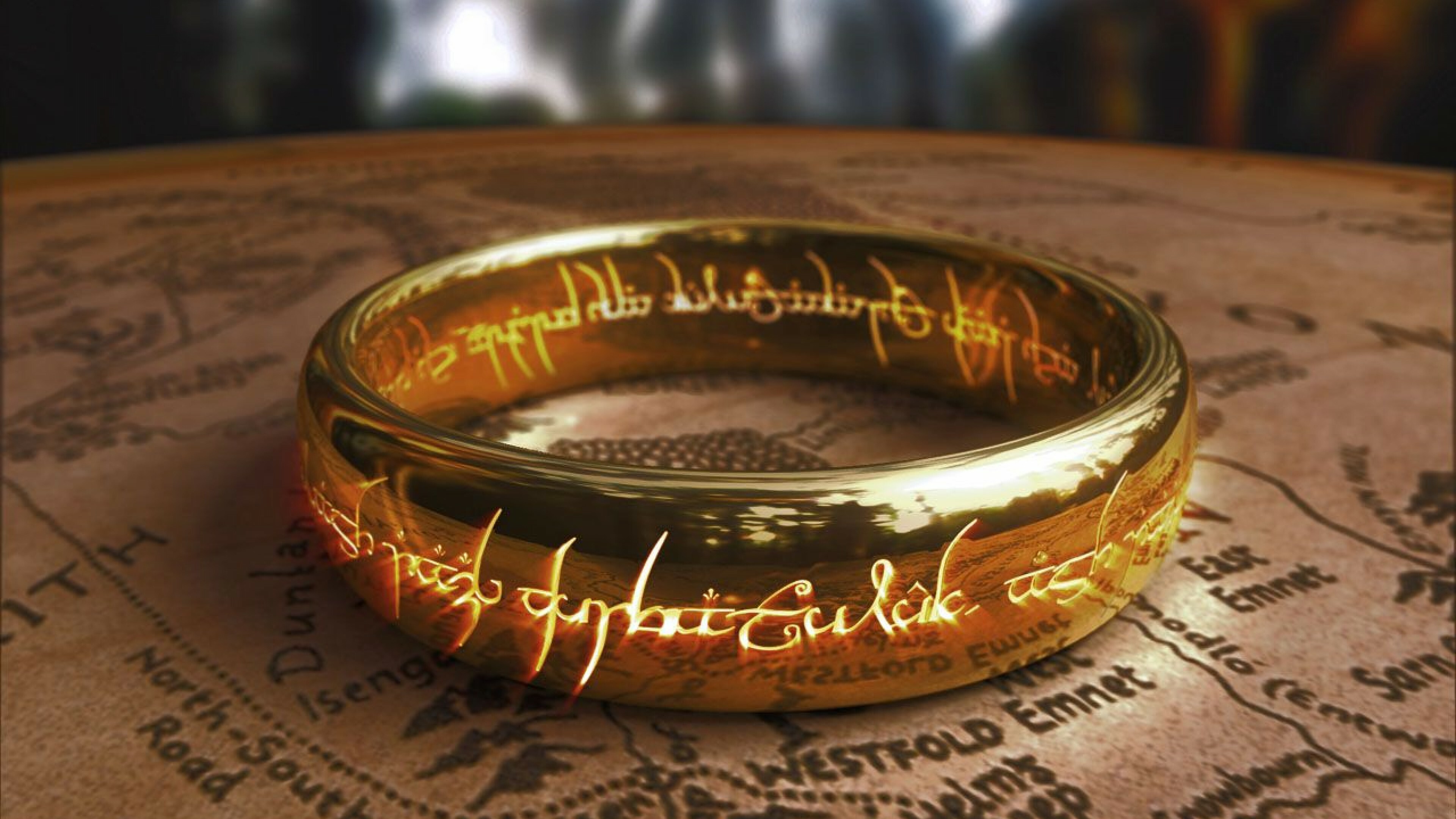 The Lord of the Rings: The One Ring, A central plot element in J. R. R. Tolkien's LOTR. 3840x2160 4K Background.