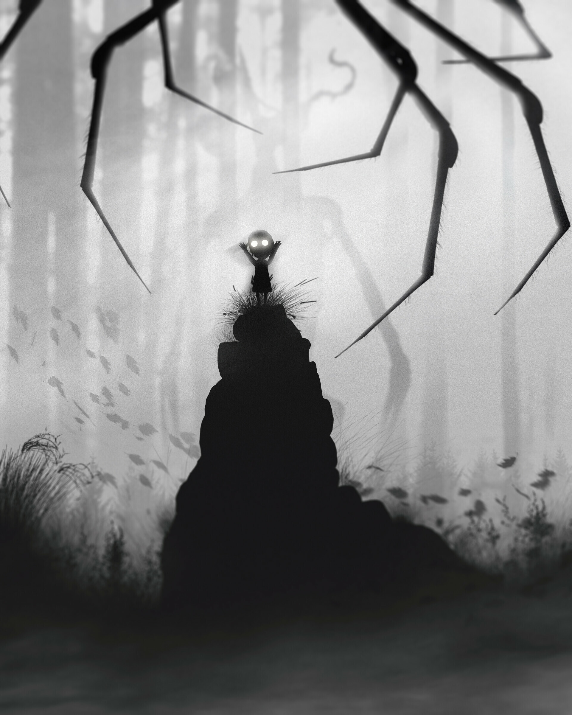 Limbo: The player guides an unnamed boy through dangerous environments and traps as he searches for his sister, Video game. 1920x2400 HD Background.