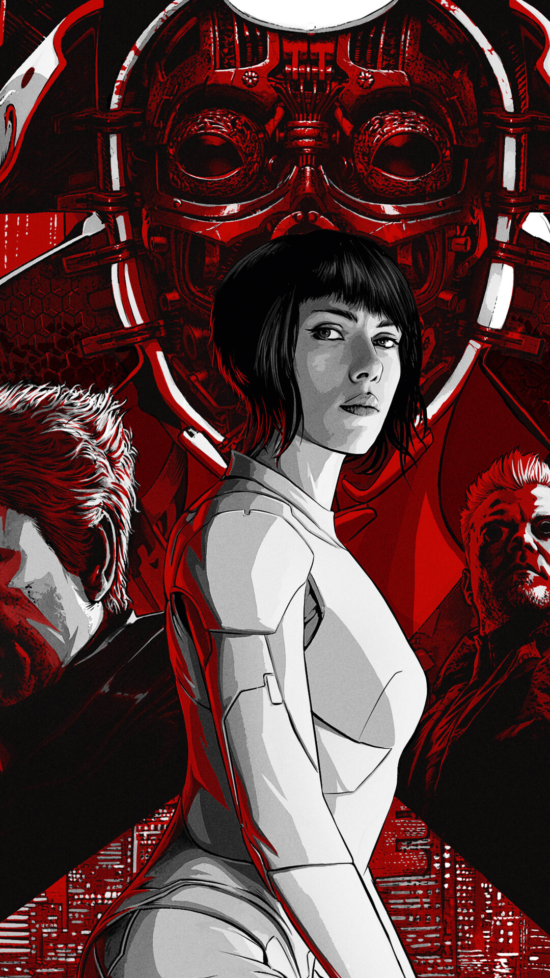 Ghost in the Shell, 2017 movie, 1080x1920 Full HD Phone