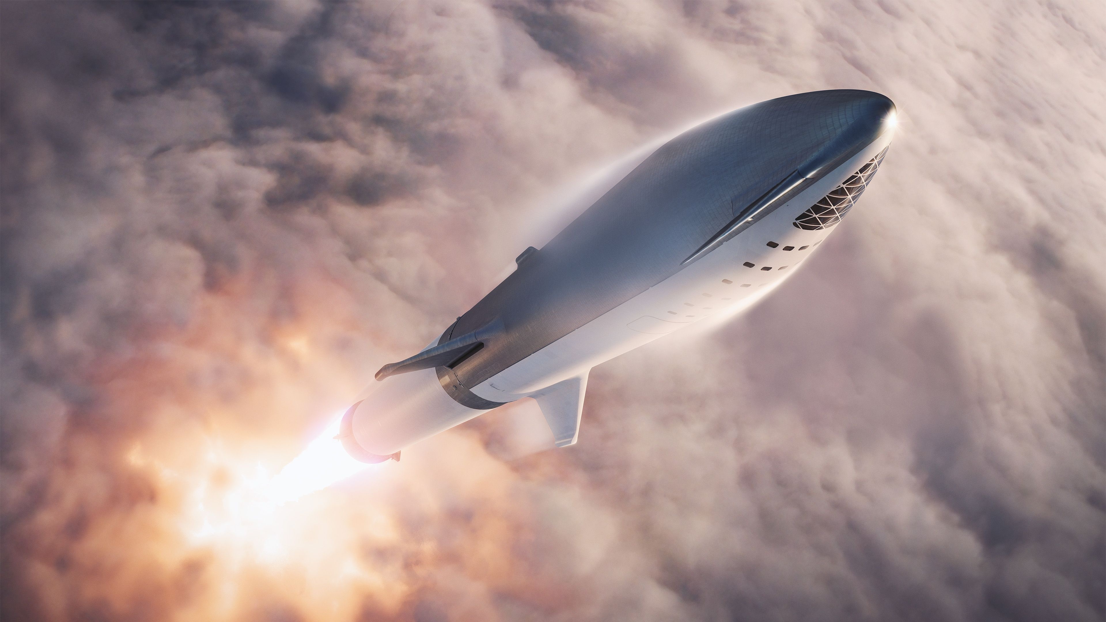 Starship: SpaceX, Launch of Starhopper test vehicle, Spacecraft. 3840x2160 4K Wallpaper.