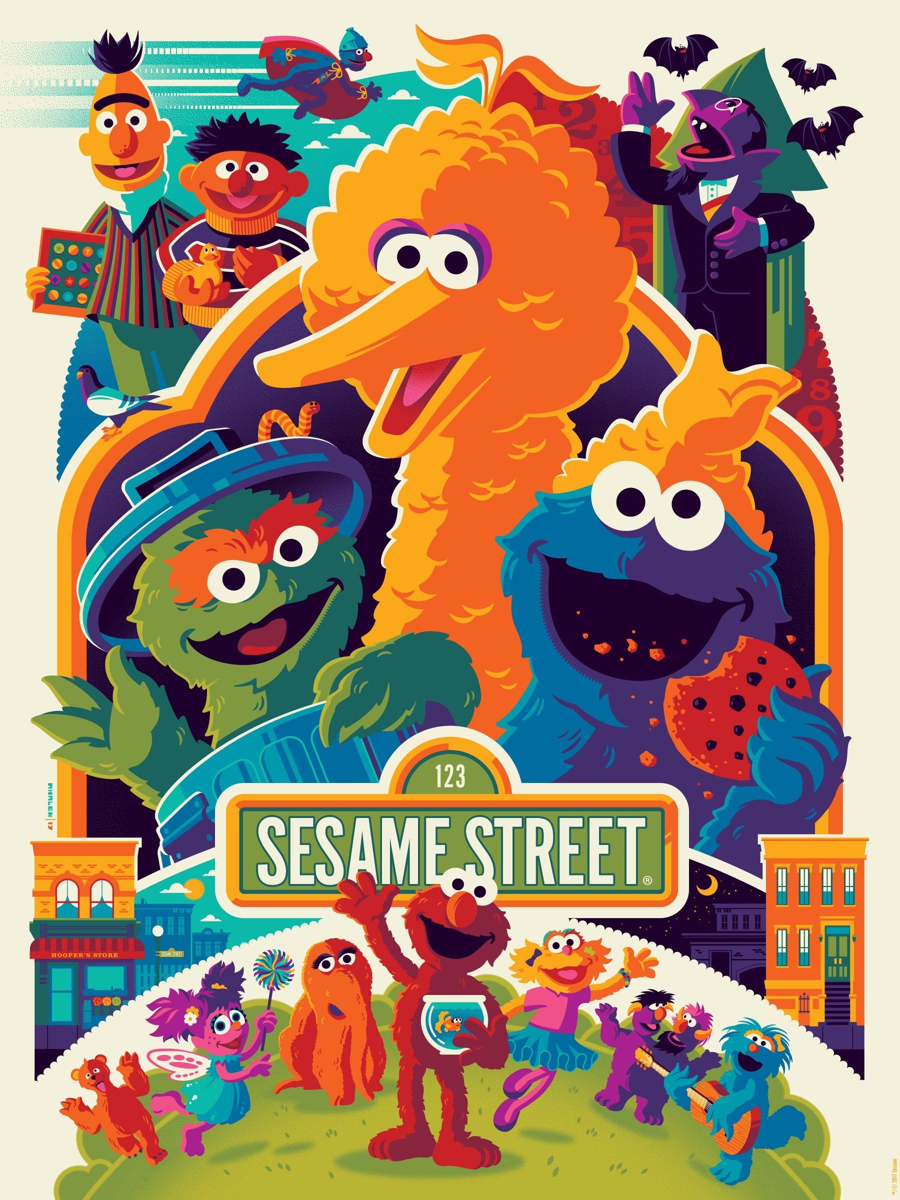 Sesame Street: The Muppets fan art, Elmo, Big Bird, Cookie Monster, Ernie, Bert. 1800x2400 HD Wallpaper.