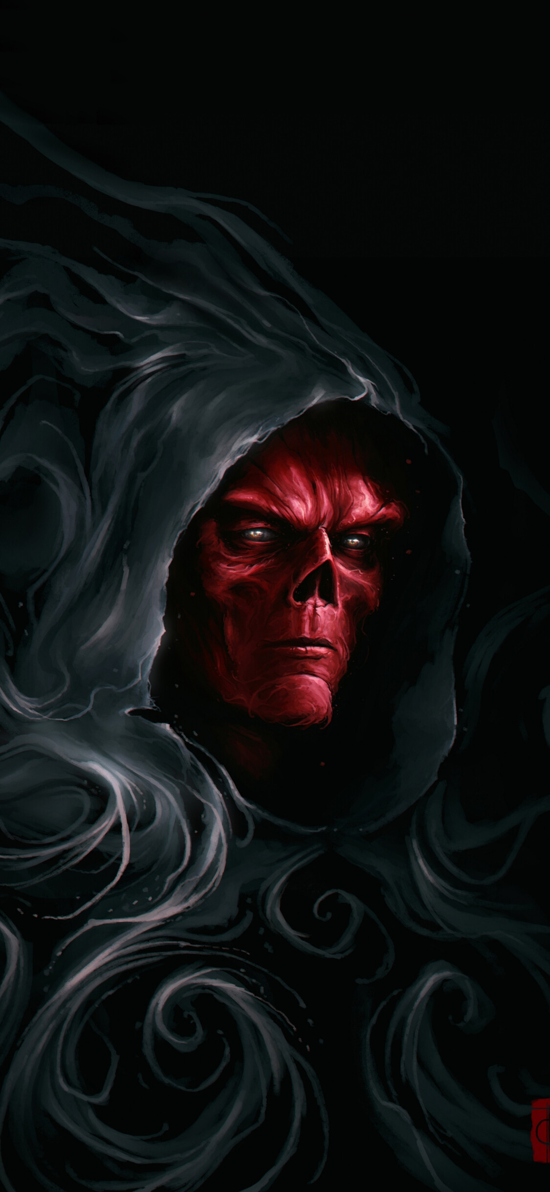 Marvel Villain: The Red Skull, An alias used by several supervillains appearing in American comic books. 1130x2440 HD Background.