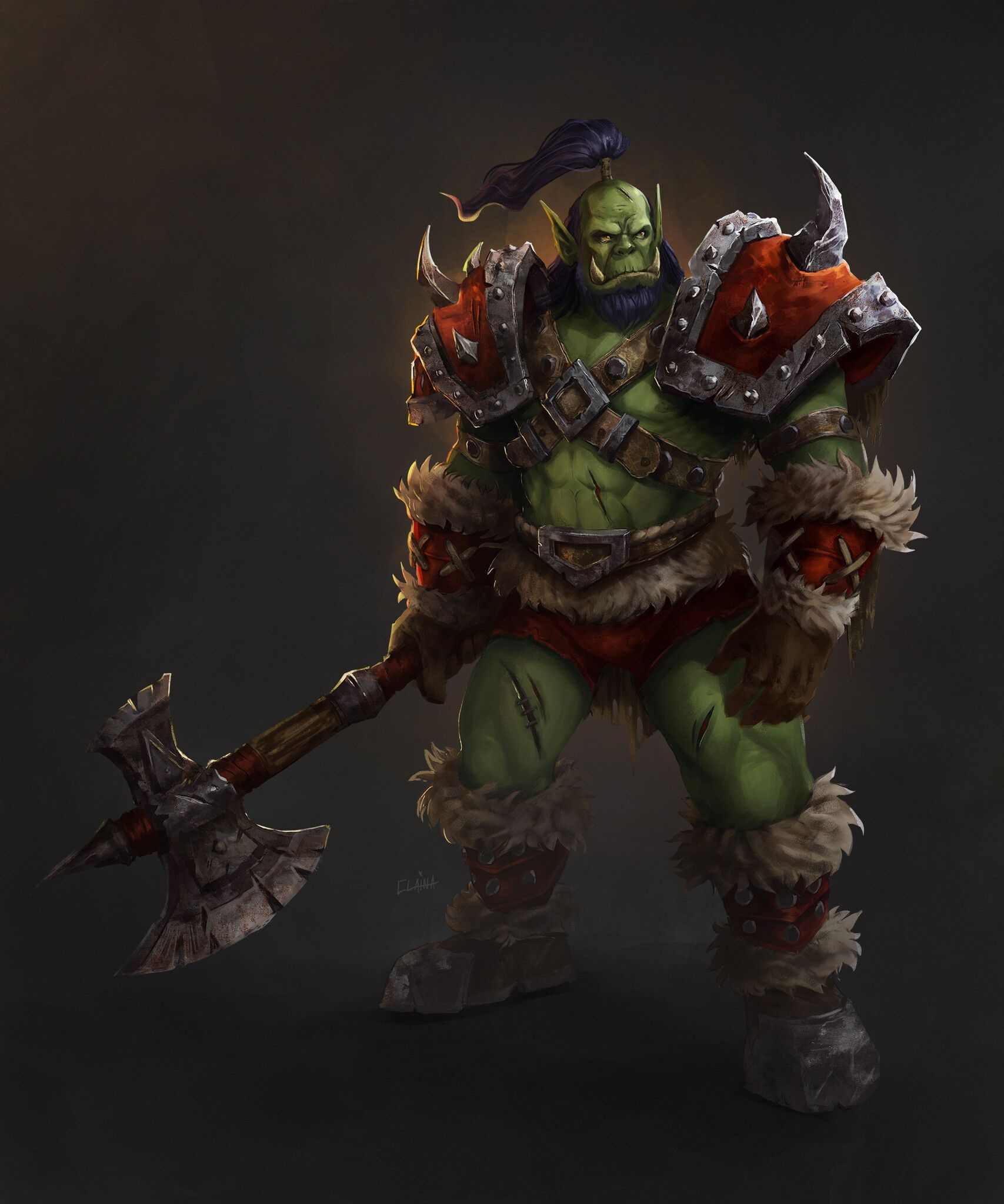 ArtStation Orc, Orgrimmar grunt, Detailed character, Epic fantasy, 1710x2050 HD Handy
