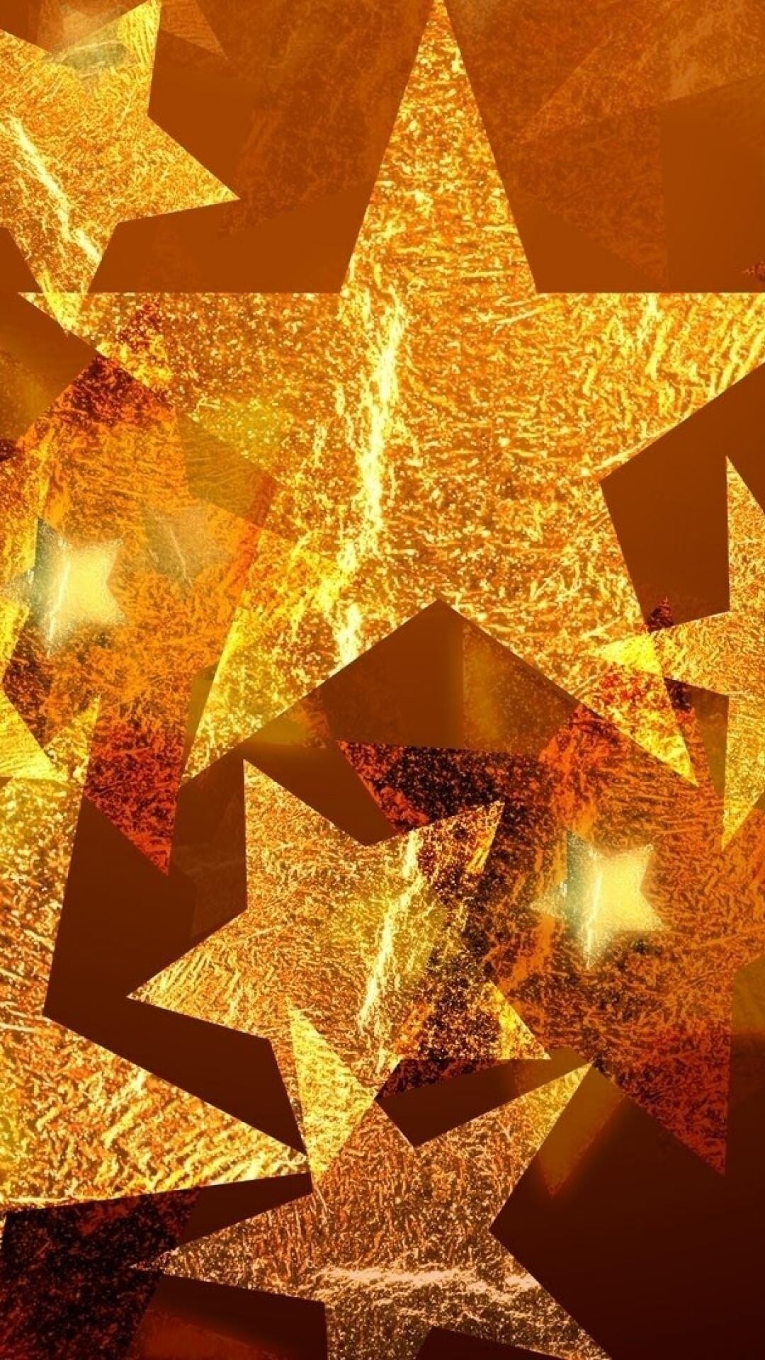 Gold Star: Glittering metallic foil ornament, Christmas hand-crafted decoration. 1080x1920 Full HD Wallpaper.