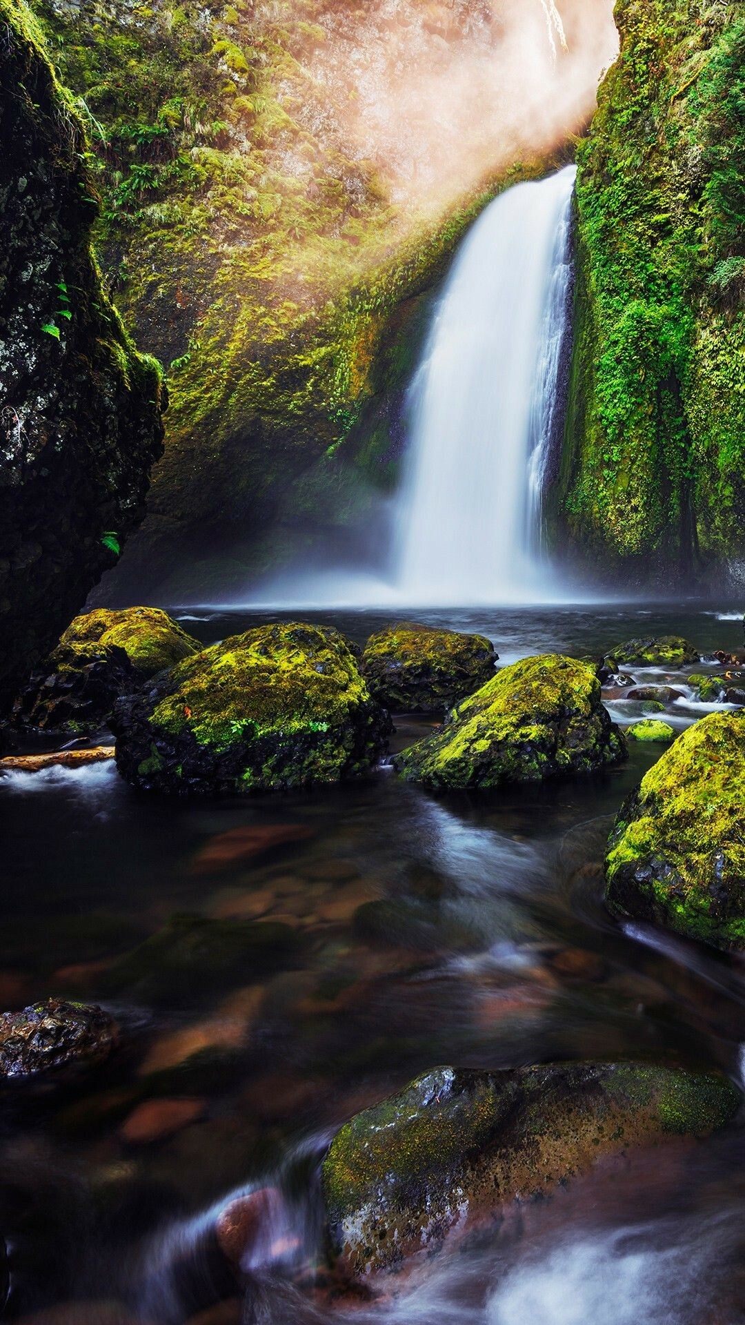 Waterfall: Nature, A tiered type is one that has more than one vertical leap or tier. 1080x1920 Full HD Background.
