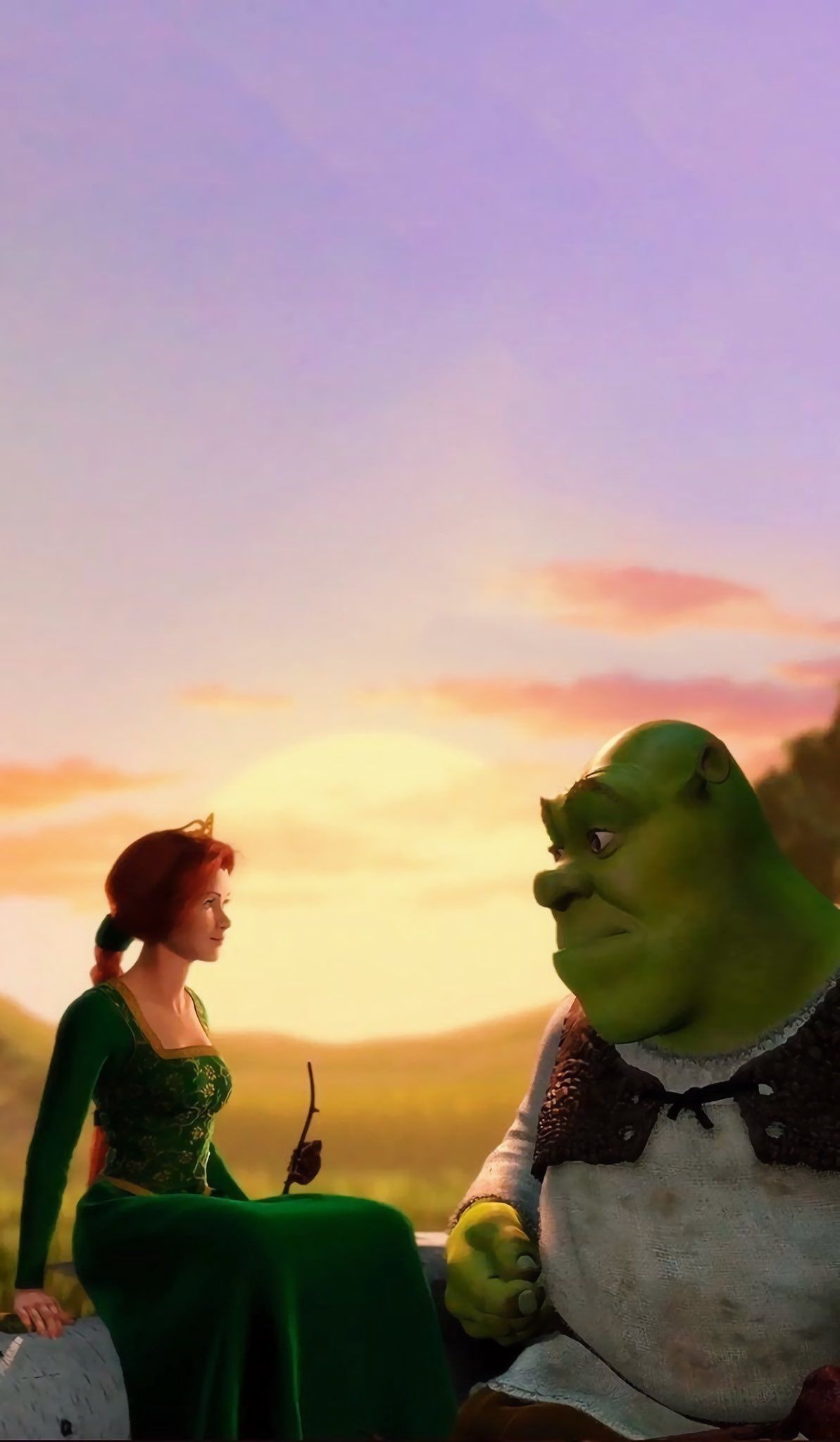 Shrek and Fiona, Animated pair, Love in motion, Film fairy tale, 1200x2050 HD Handy