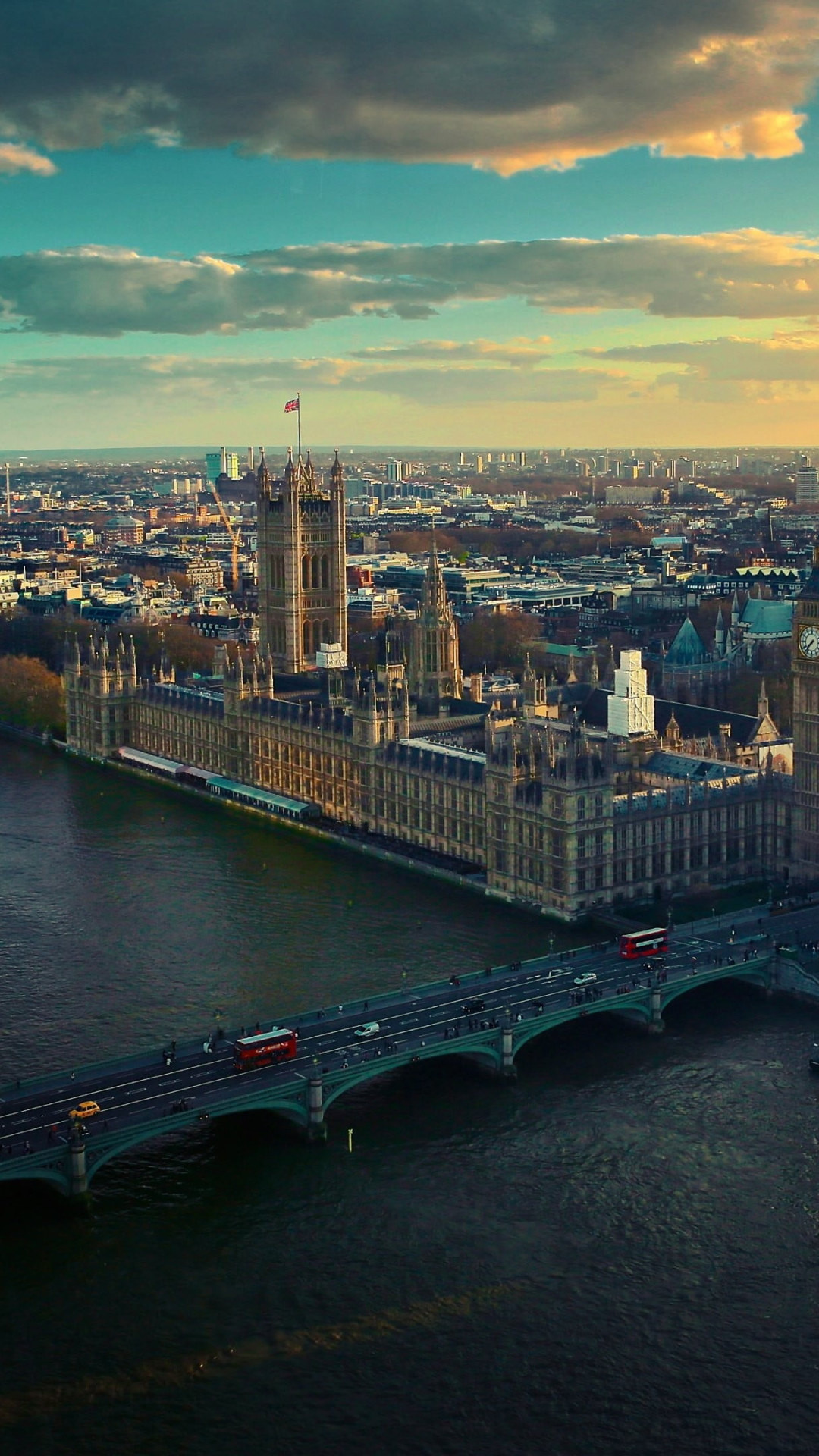 London: London Bridge, Cityscape, Big Ben, England. 1080x1920 Full HD Background.