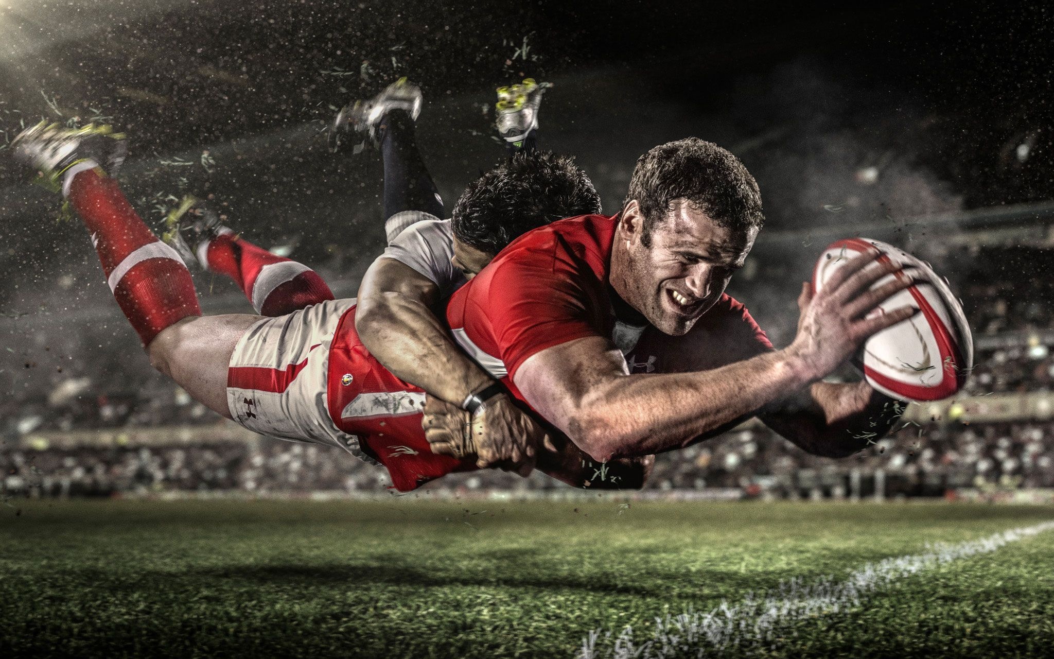 Rugby League: A popular English action team sports discipline, Scoring a goal. 2050x1280 HD Wallpaper.