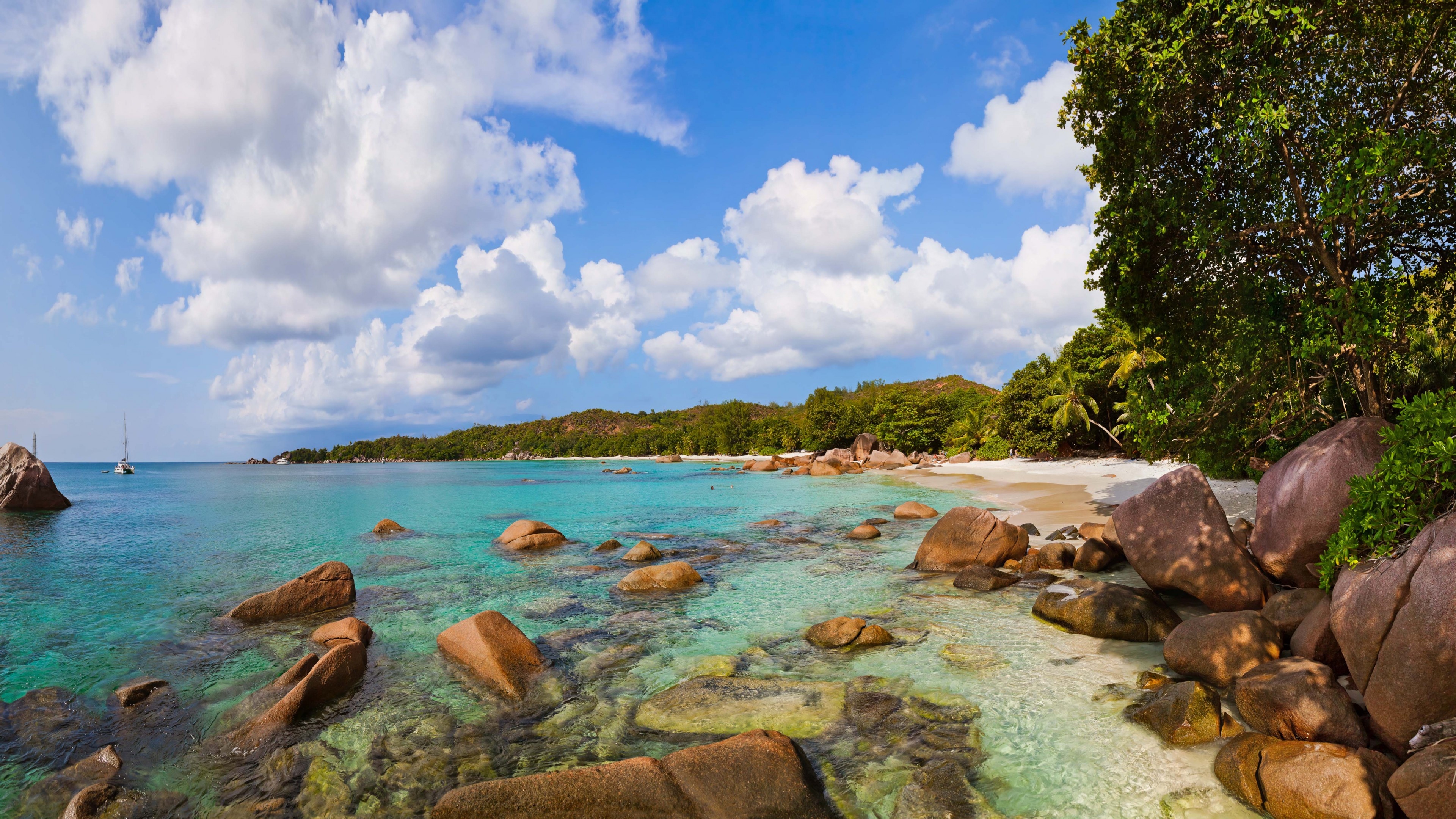 Anse Lazio beach, Seychelles landscape, 3840x2160 HD wallpaper, Pristine beauty, 3840x2160 4K Desktop