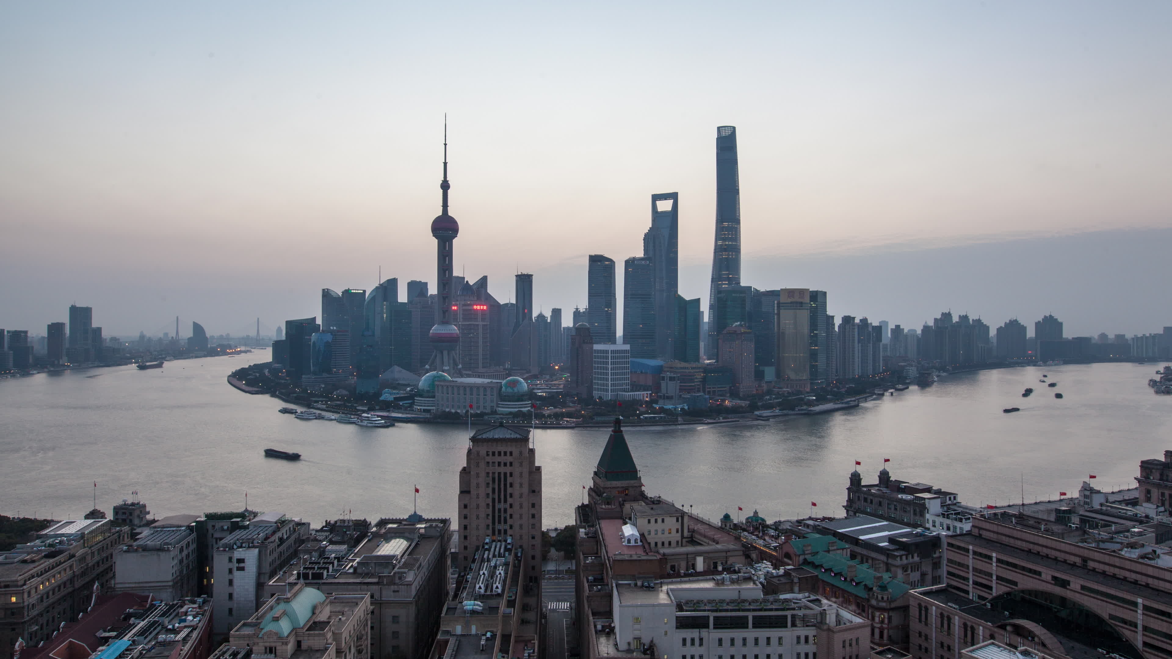 Shanghai Skyline, Stock video footage, Captivating view, Urban cityscape, 3840x2160 4K Desktop