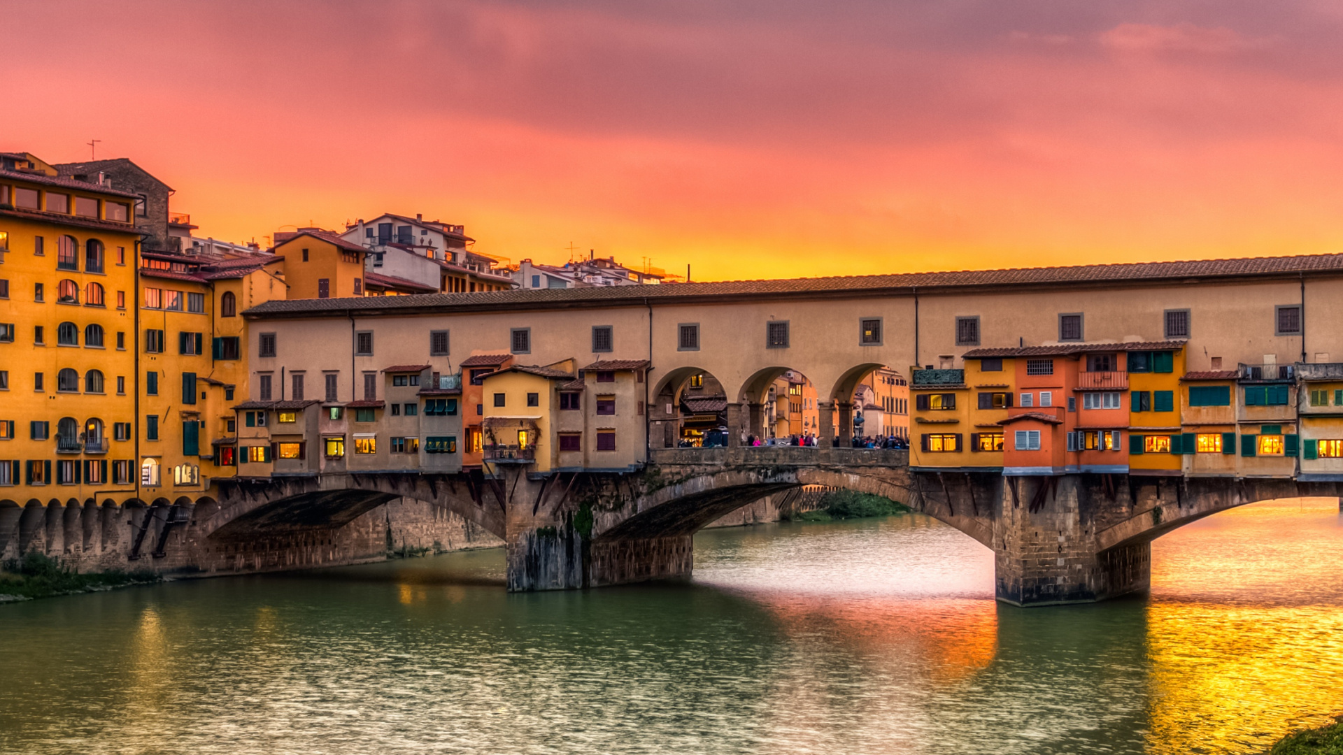 Ponte Vecchio, Arch bridge, Florence, Italy, 1920x1080 Full HD Desktop