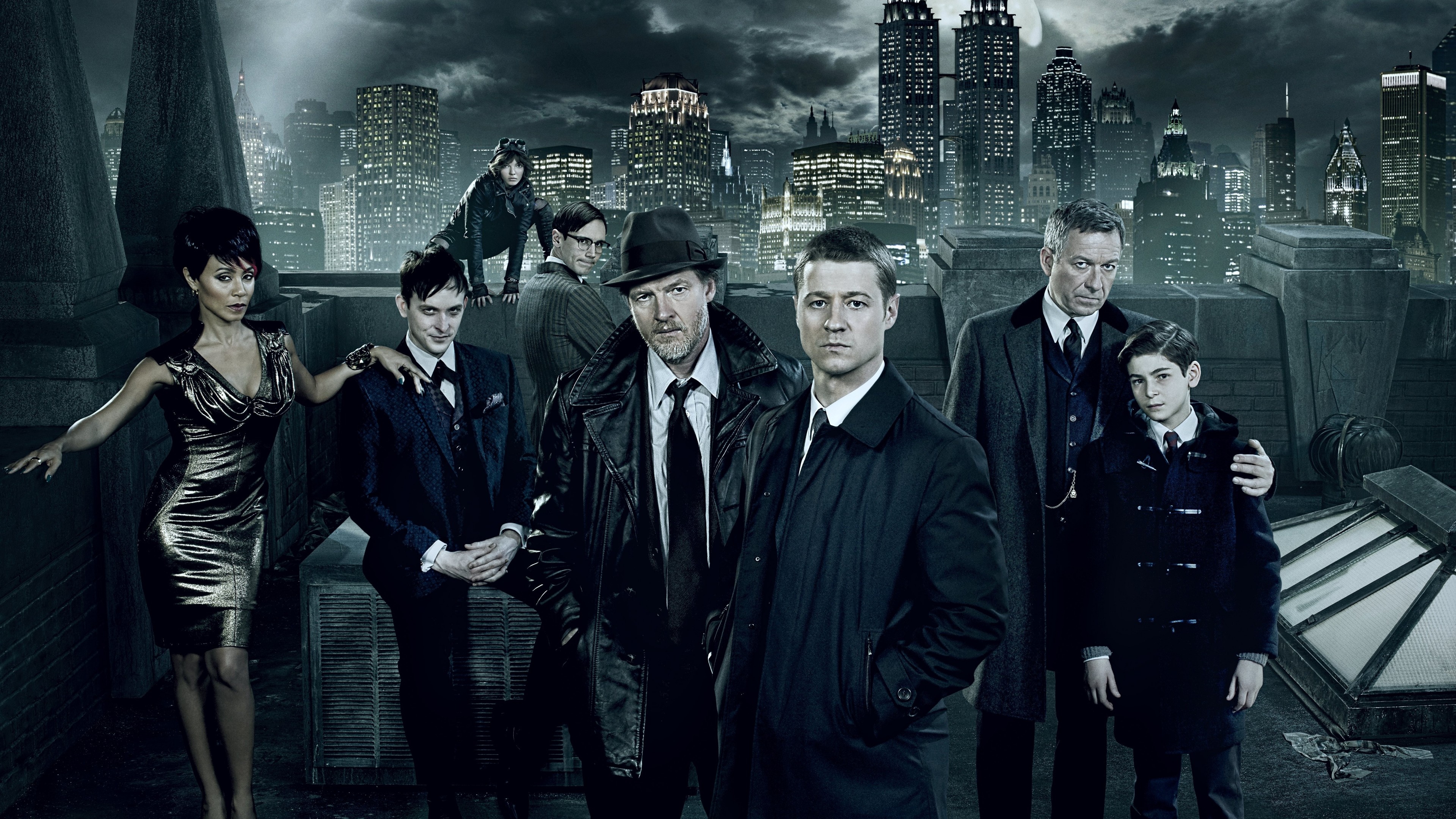 Gotham City movies, Season 2 wallpapers, Crime-ridden TV series, Noir film aesthetics, 3840x2160 4K Desktop
