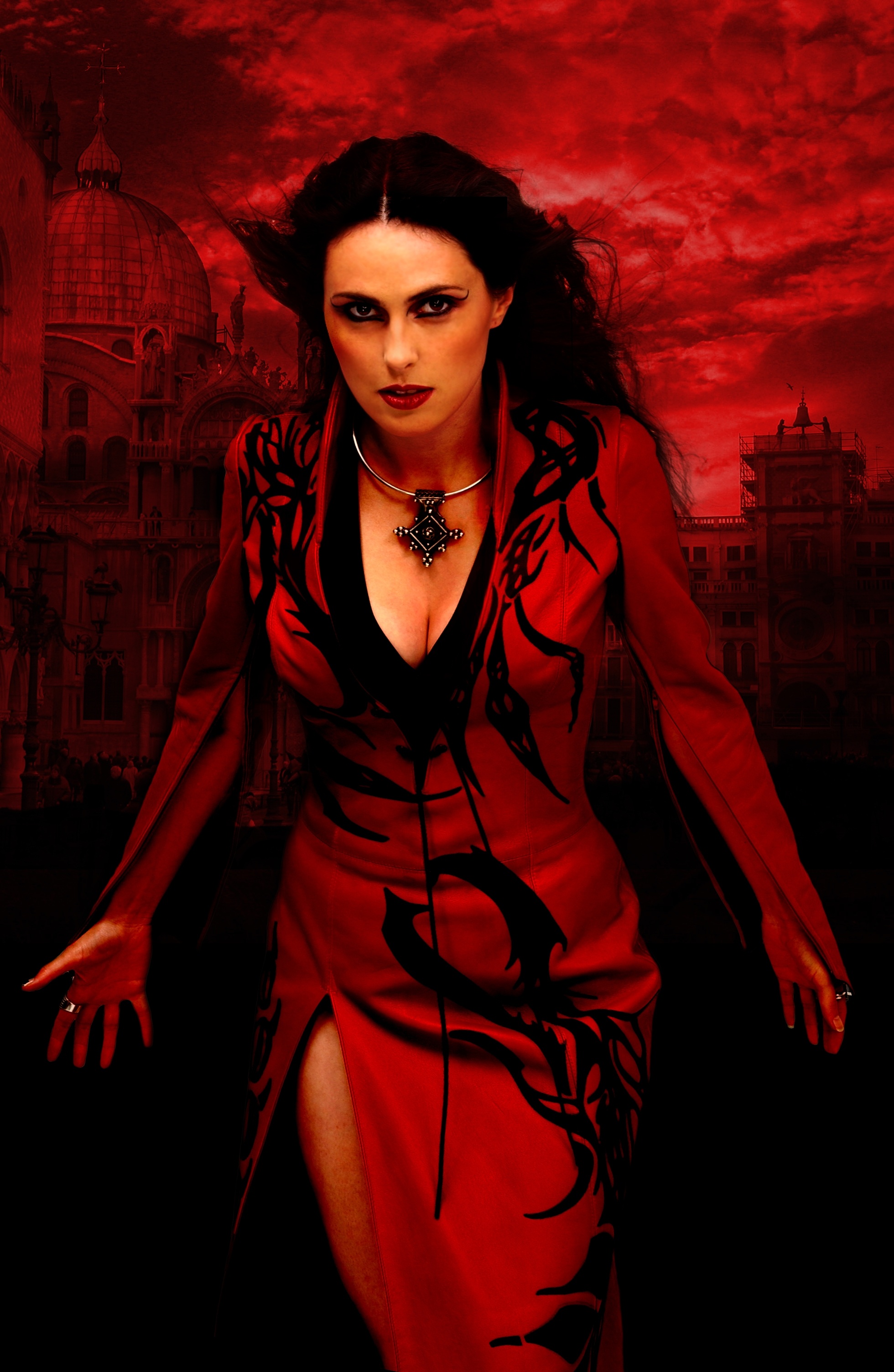 Within Temptation: Sharon den Adel, Born on July 12, 1974 in the Netherlands, Vocalist. 1960x3010 HD Background.