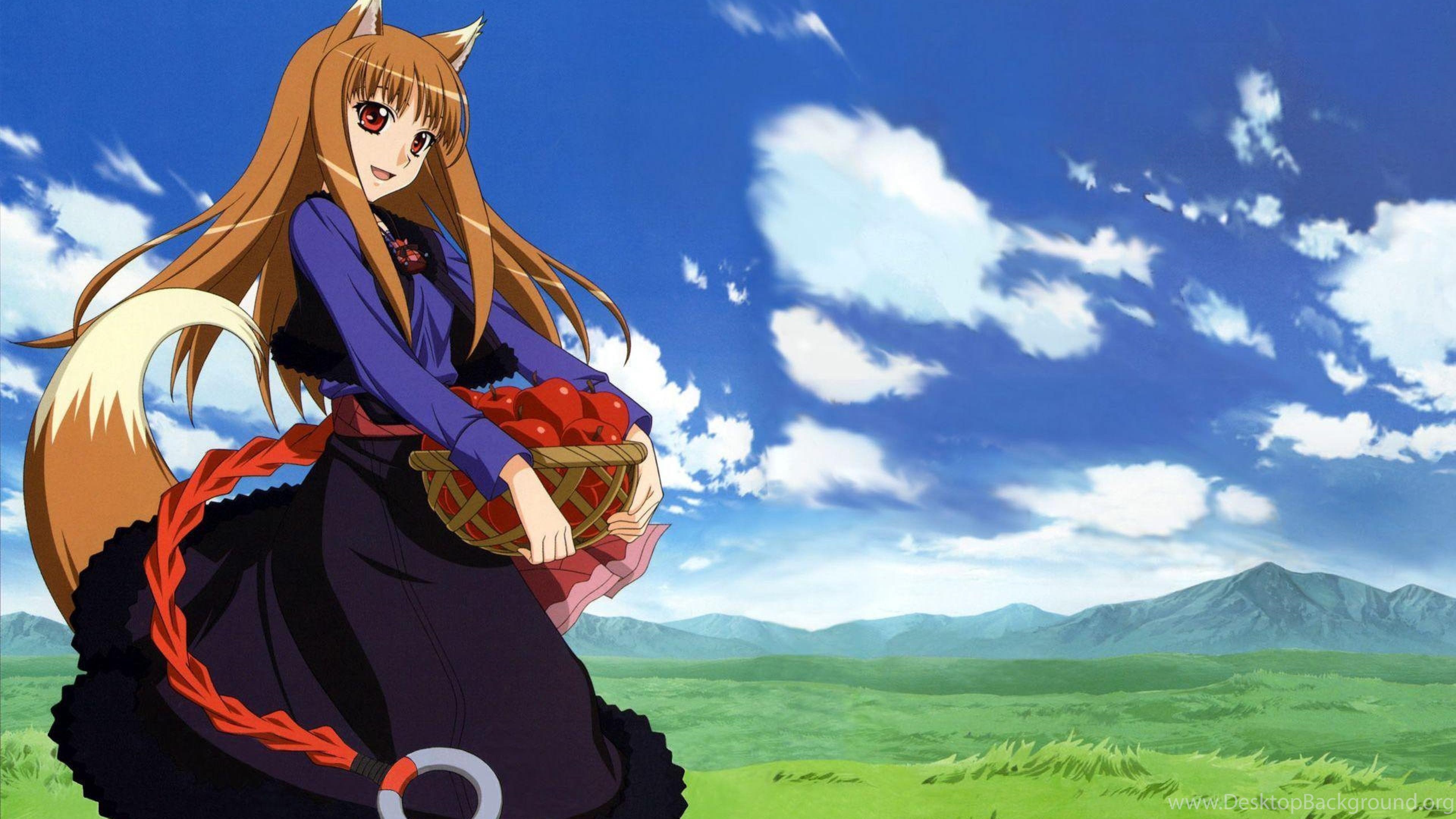 Spice and Wolf (Anime): Kawaii, Japanese folklore, Japanese illustrator Ju Ayakura. 3840x2160 4K Wallpaper.