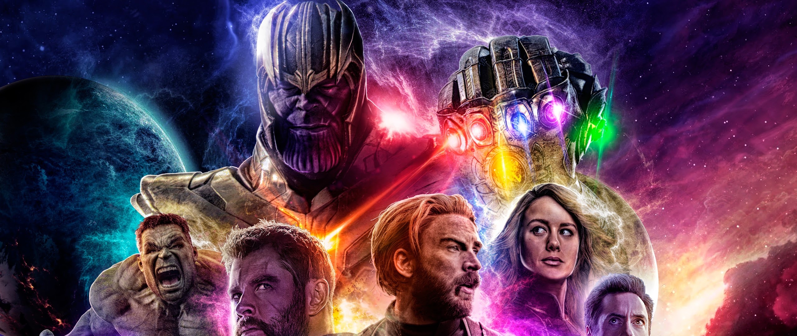 Thanos' power, Infinity Gauntlet, Avengers tribute, High-quality iPhone wallpaper, 2560x1080 Dual Screen Desktop