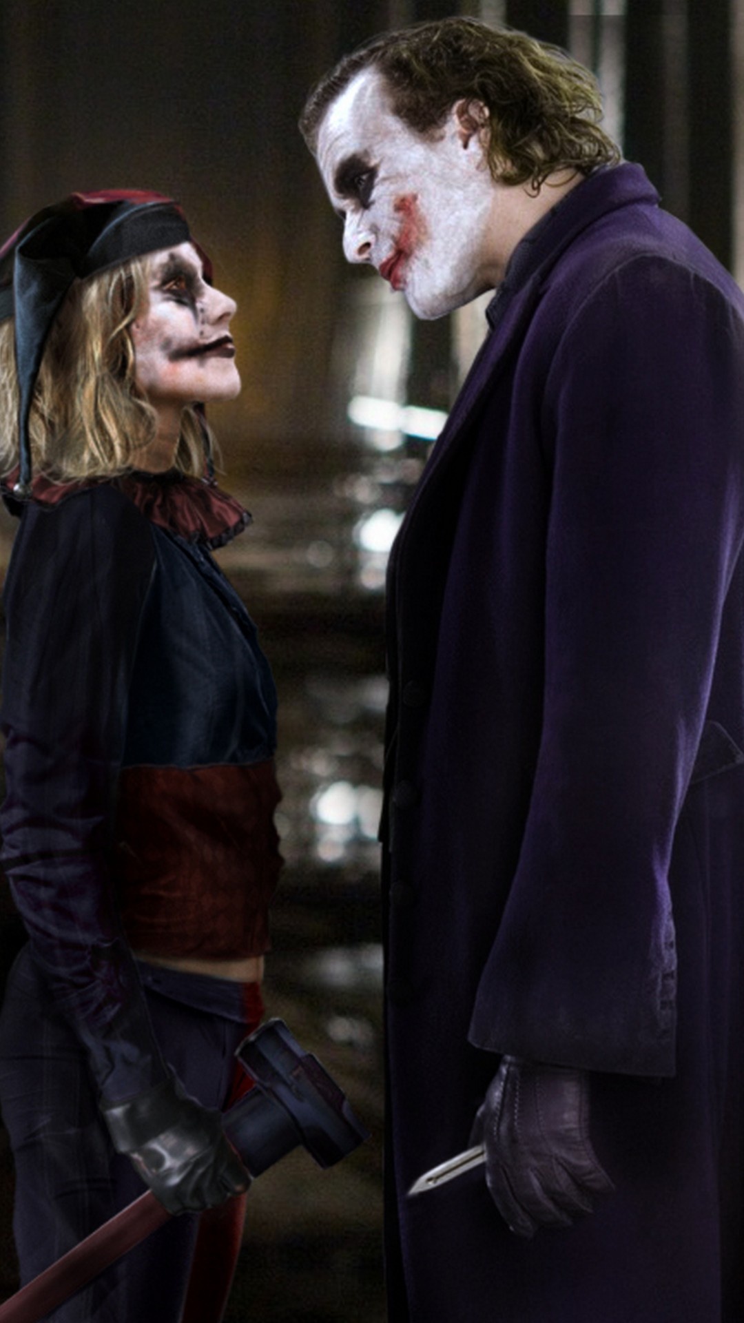 Joker and Harley Quinn, Heath Ledger (Joker) Wallpaper, 1080x1920 Full HD Handy