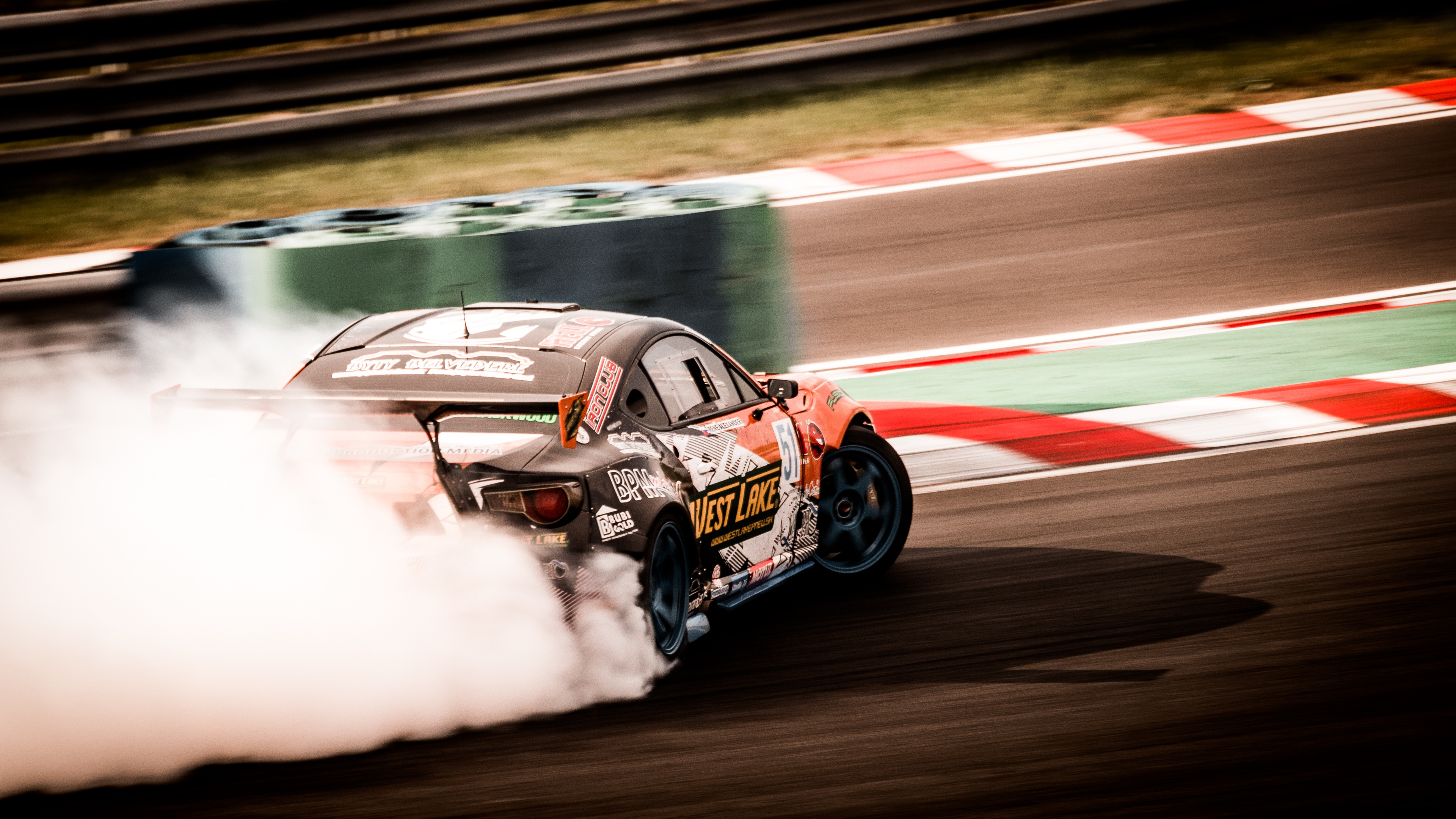 Drifting: Toyota Supra at the motorsports event, West Lake drift cup, Extreme driving. 3840x2160 4K Background.