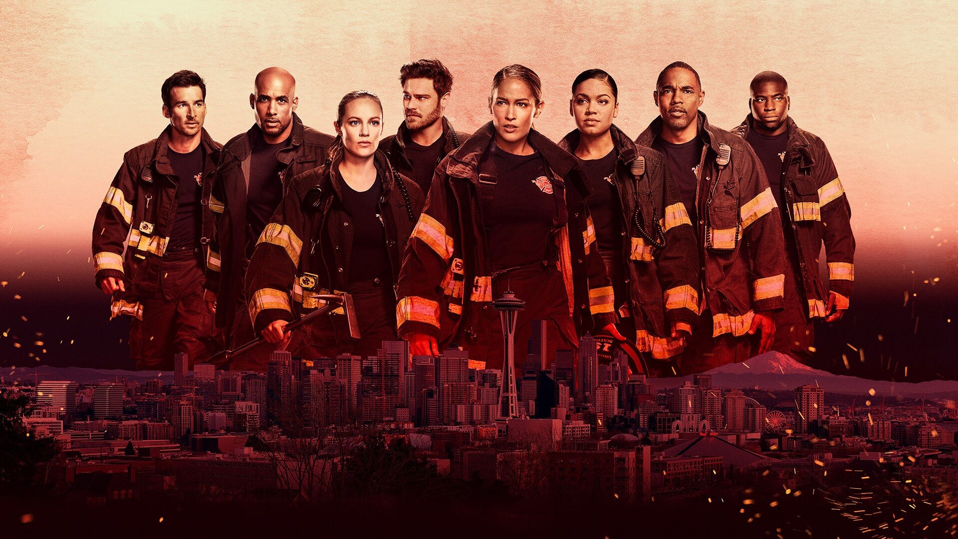 Station 19 (TV Series): Сity Fire Department On Duty, Fireproof Uniform, Rescue Service, Team Of Firefighters. 1920x1080 Full HD Wallpaper.