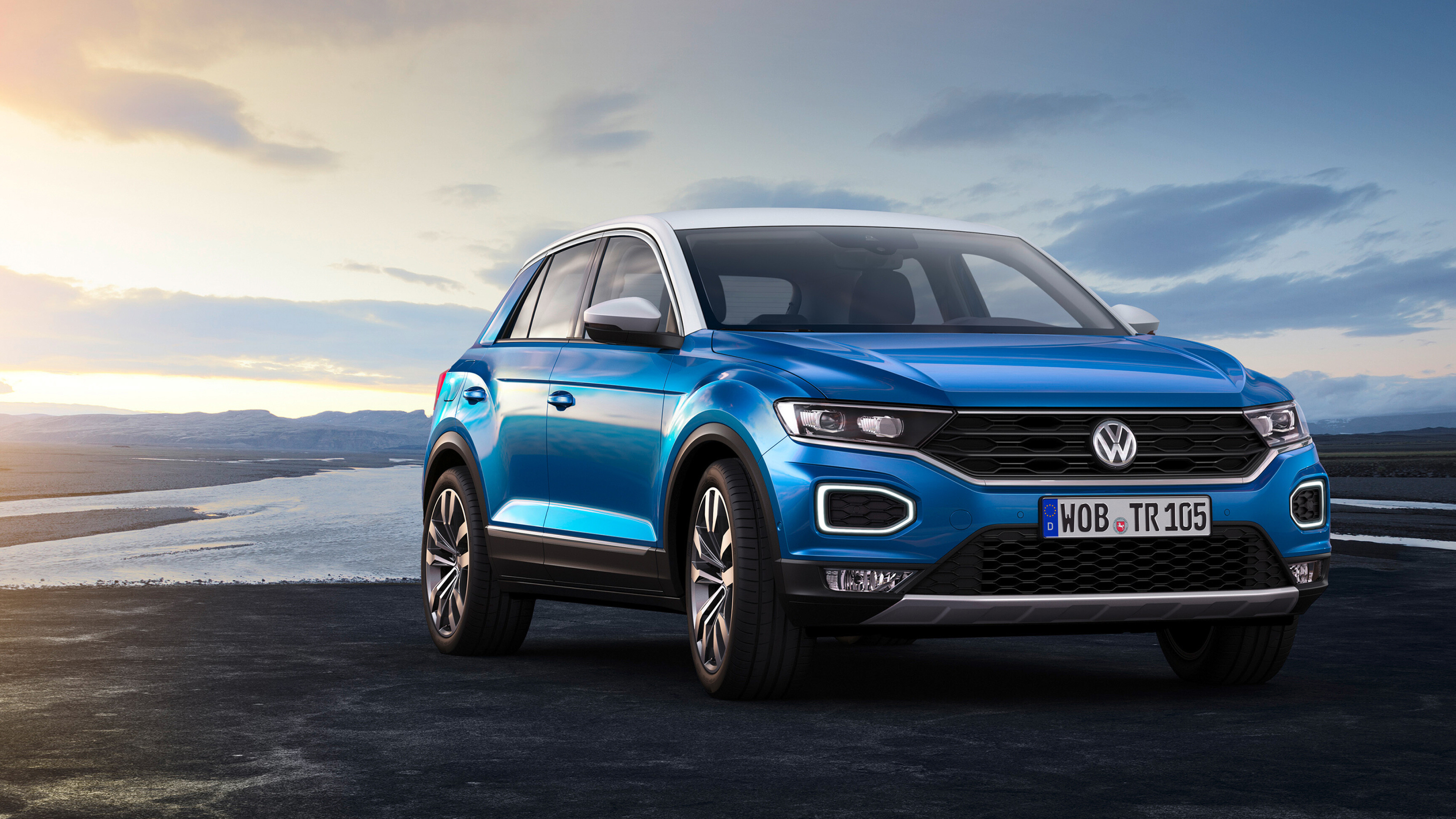 Volkswagen: VW T-Roc, A compact crossover SUV manufactured by German automaker since 2017. 3840x2160 4K Background.