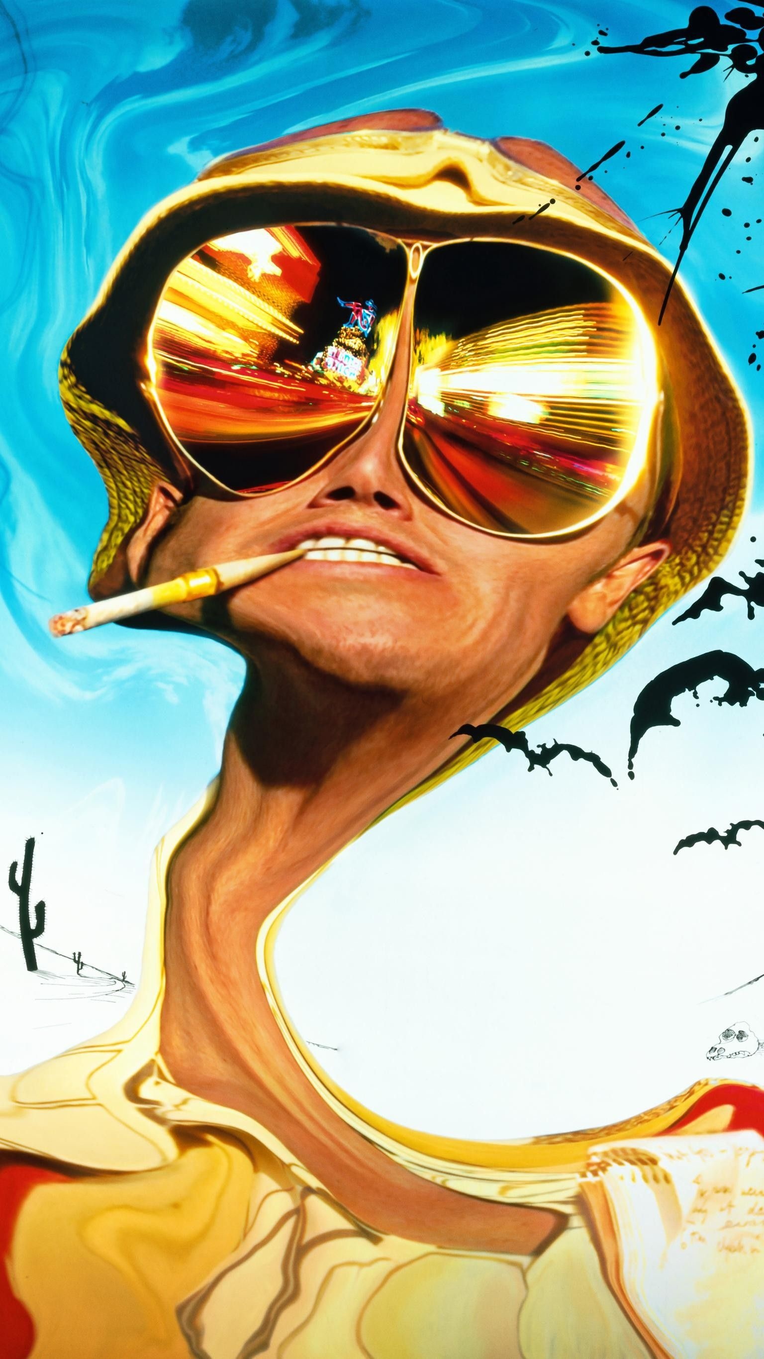 Hunter S. Thompson, Inspirational wallpapers, Fear and Loathing, Art deco poster, 1540x2740 HD Phone