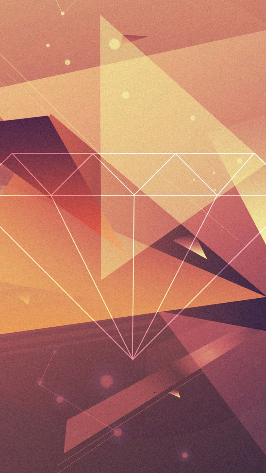 Geometric polygon art, Vibrant diamond wallpaper, Bold lines, Striking triangles, 1080x1920 Full HD Handy