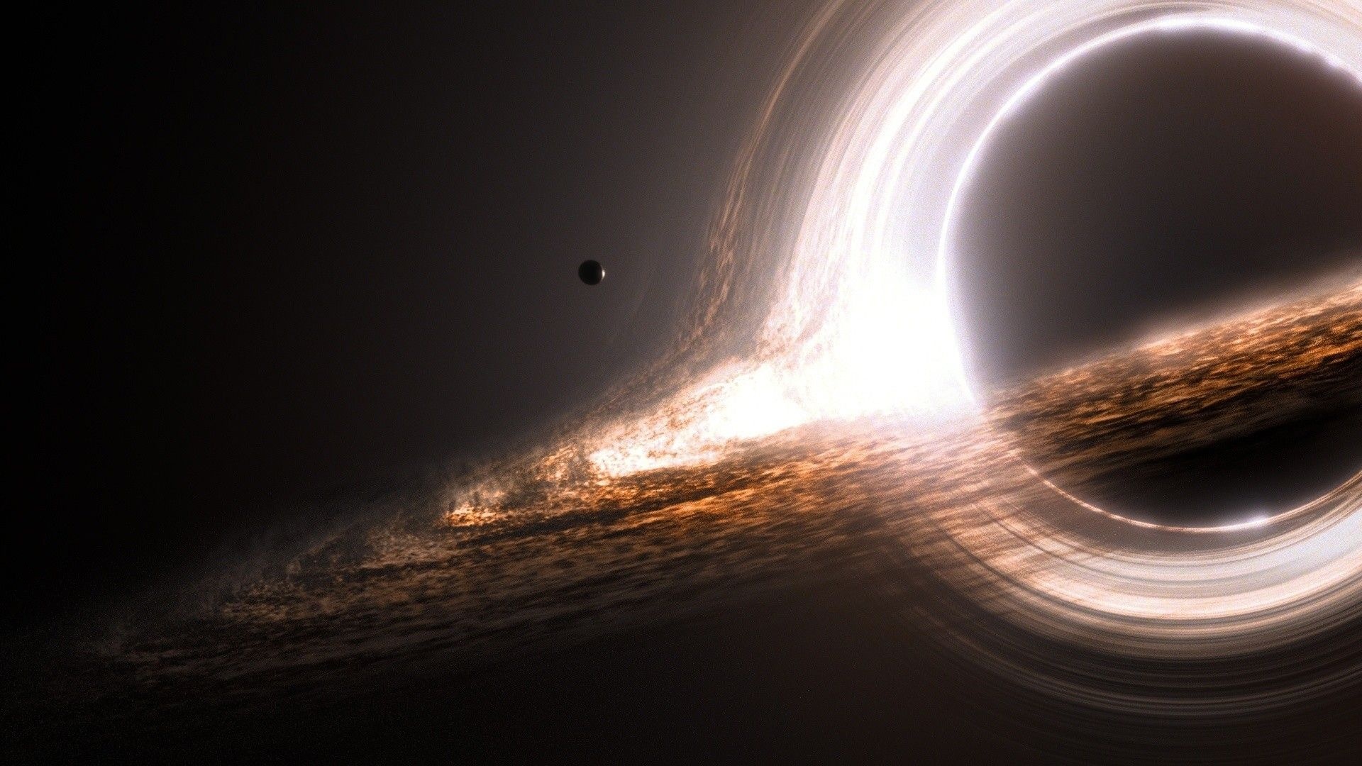 Interstellar: Gargantua, A fictional supermassive black hole with a mass 100 million times that of the sun. 1920x1080 Full HD Background.