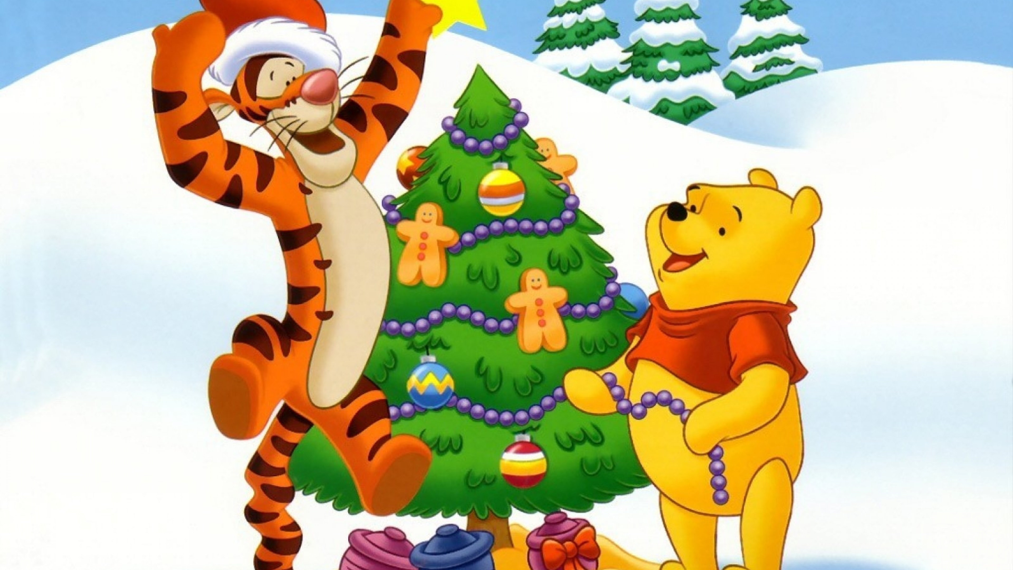 New Year Christmas, Cartoon film, Bear cub, 3840x2160 4K Desktop