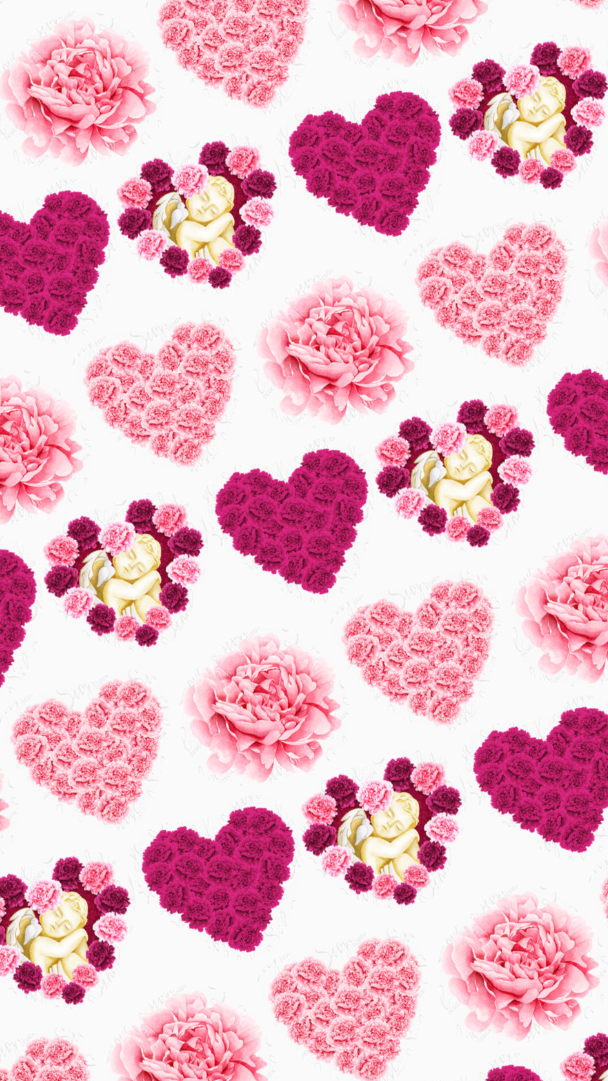 Valentine's Day, Love-filled wallpaper, Heart and flowers, Romantic phone background, 1250x2210 HD Handy