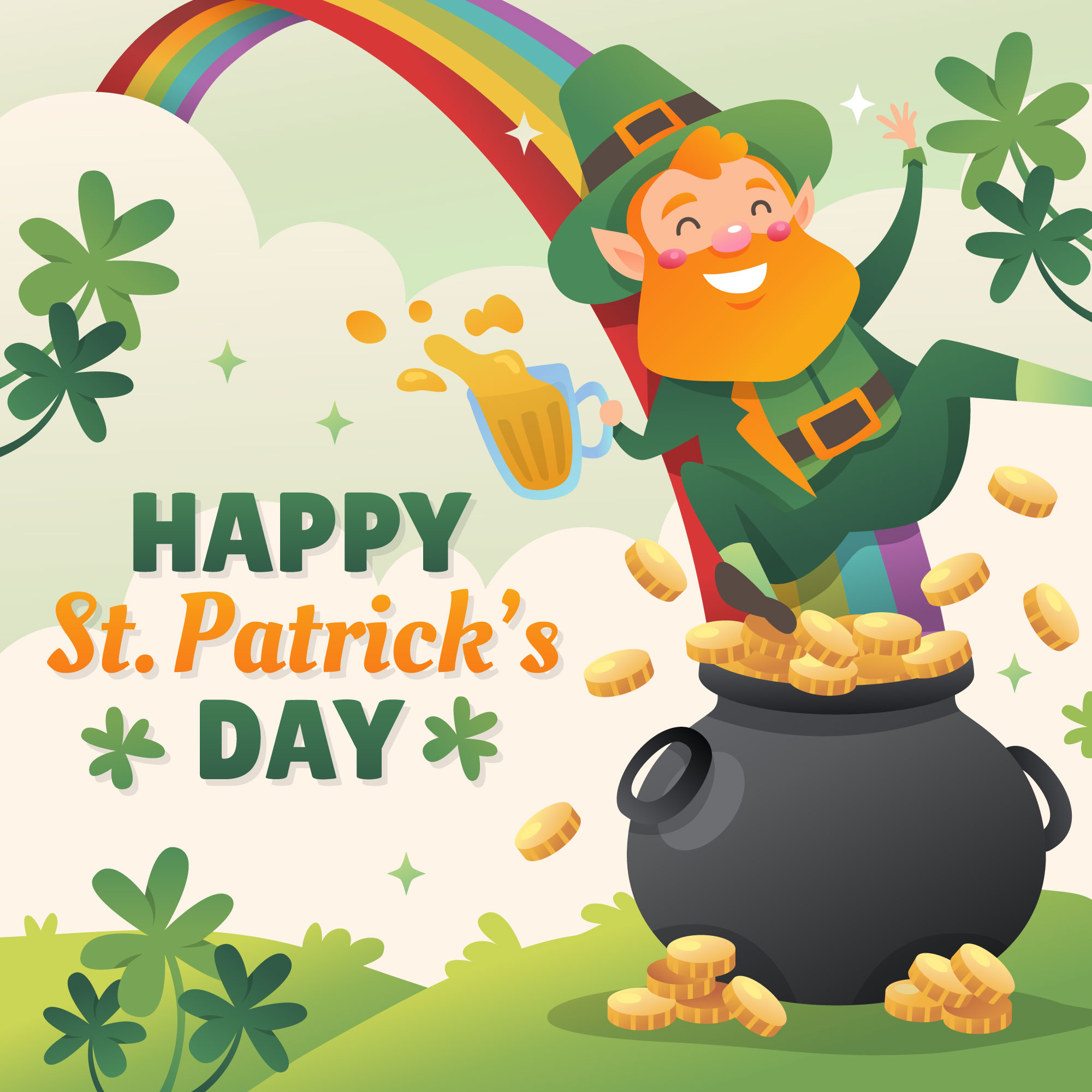 Happy St. Patrick's Day, Leprechaun with smile, Irish celebration, Luck, 2000x2000 HD Handy