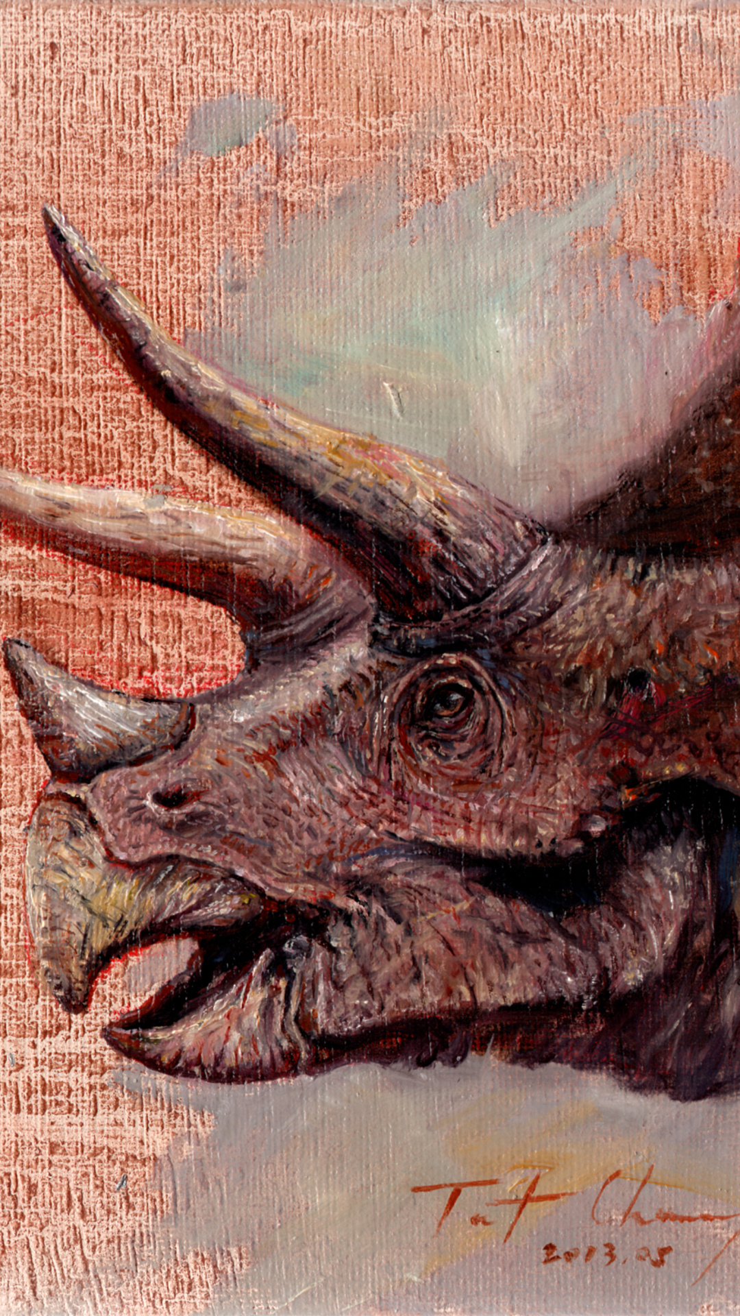 Triceratops, Dinosaur companion, Ancient animal, Prehistoric world, 1080x1920 Full HD Phone