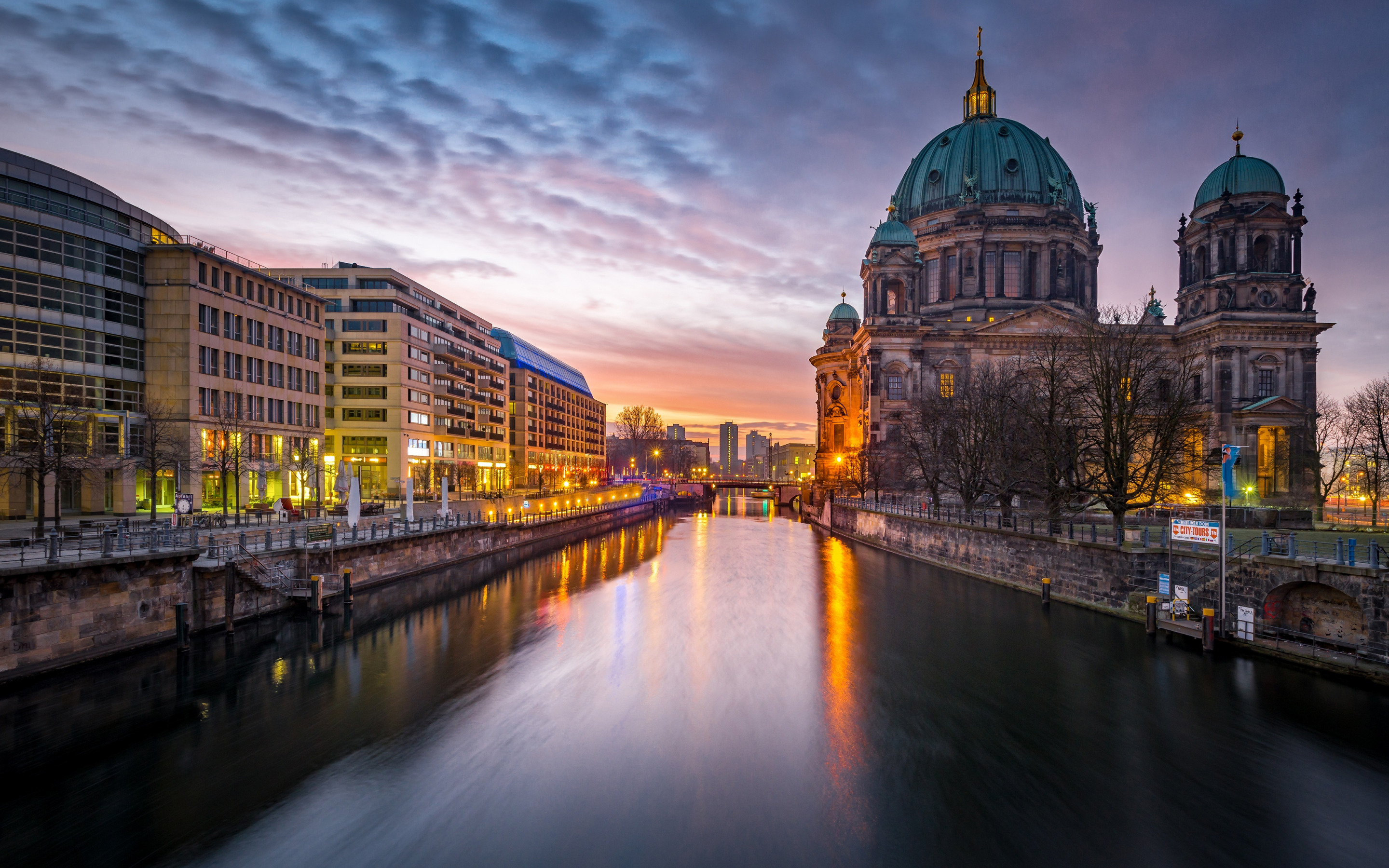 Dom Berlin, Berlin Cathedral, Supreme church, Sunset, 2880x1800 HD Desktop