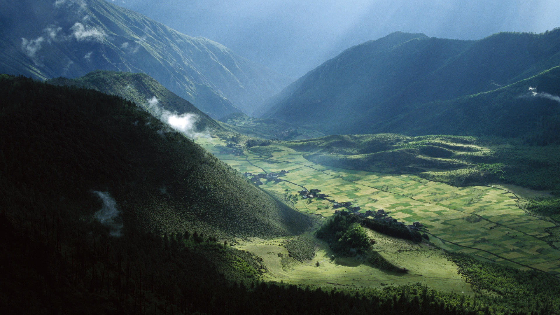 Tibetan Highlands, Valley views, Aerial beauty, Tranquility, 1920x1080 Full HD Desktop