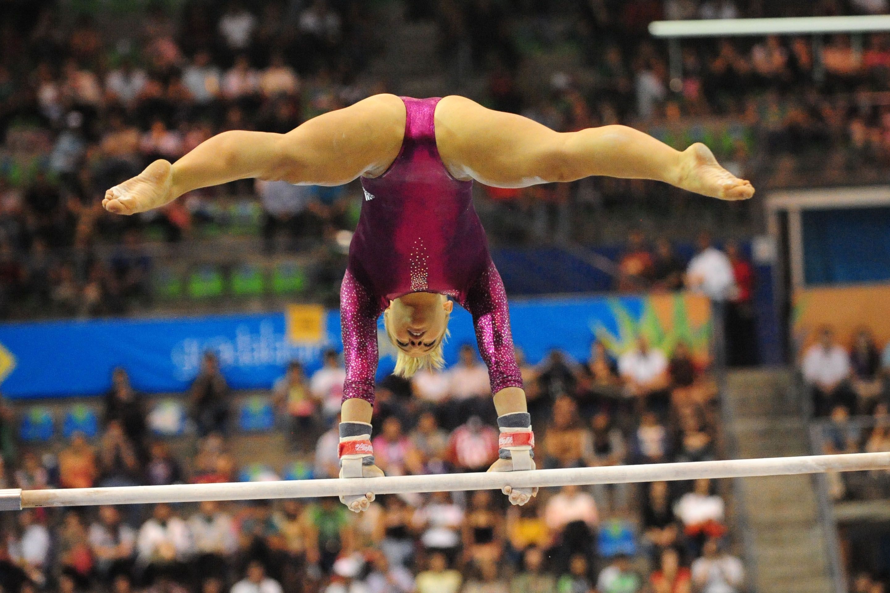 Uneven Bars: Shawn Johnson East, An American former artistic gymnast, Olympic balance beam gold medalist. 2890x1930 HD Background.