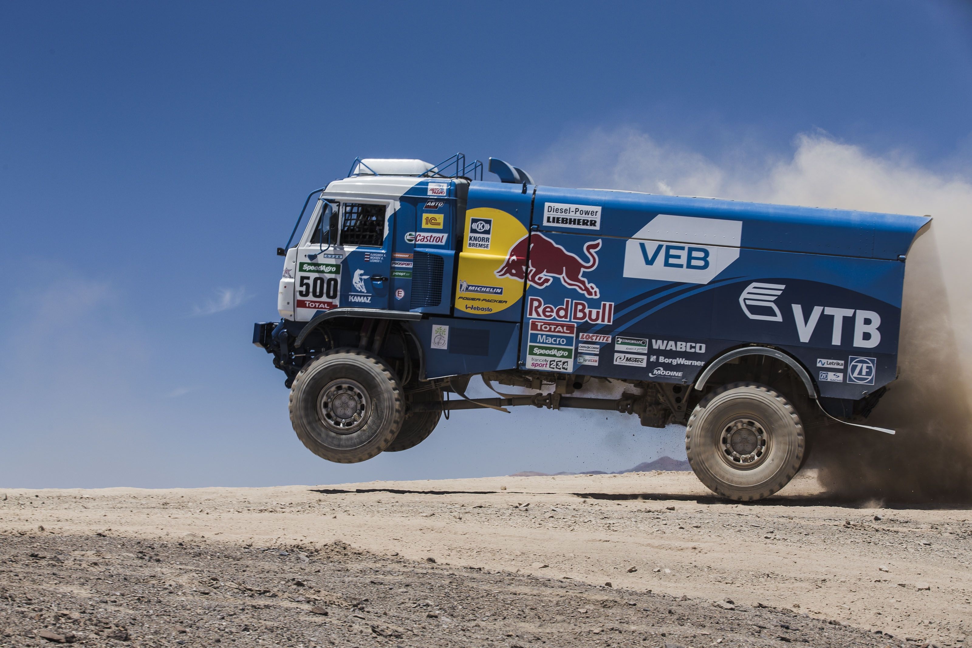Rally Raid: Team Kamaz, Red Bull, SpeedAgro Racing, A Heavy-Duty Suspension, Powerful Engine. 3200x2140 HD Wallpaper.