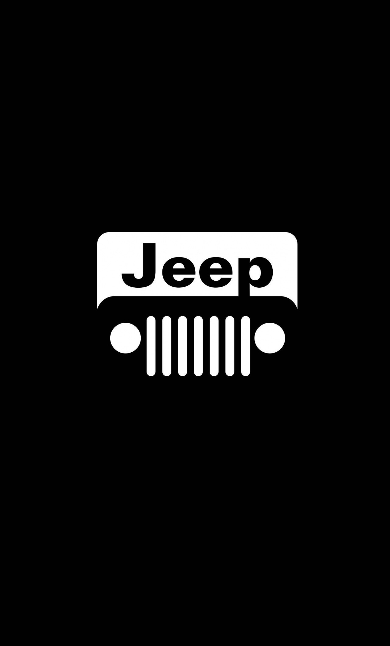 Jeep: Logo, An iconic and legendary 4x4 sport utility vehicle for the past 70 years, Black and white. 1280x2120 HD Background.