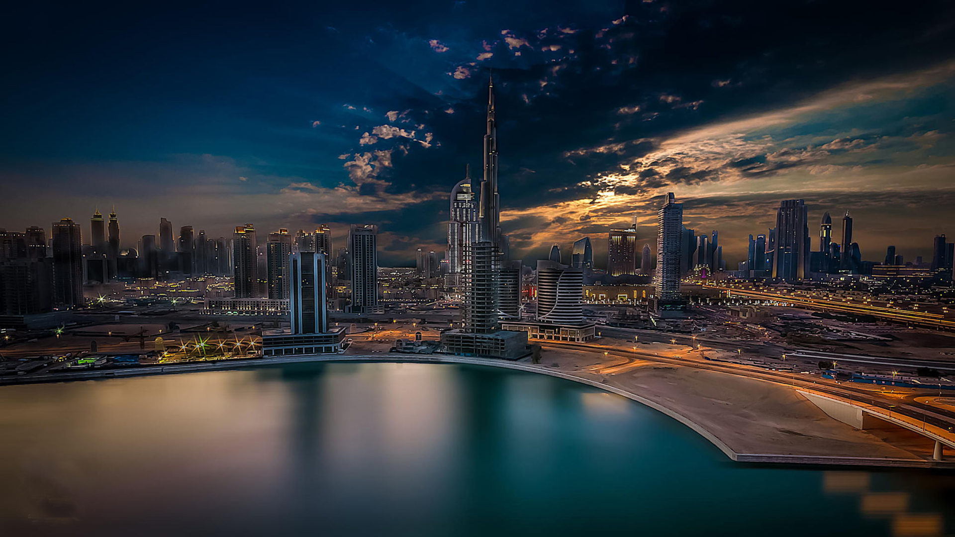Dubai: Arabic city, Burj Khalifa, United Arab Emirates. 1920x1080 Full HD Wallpaper.
