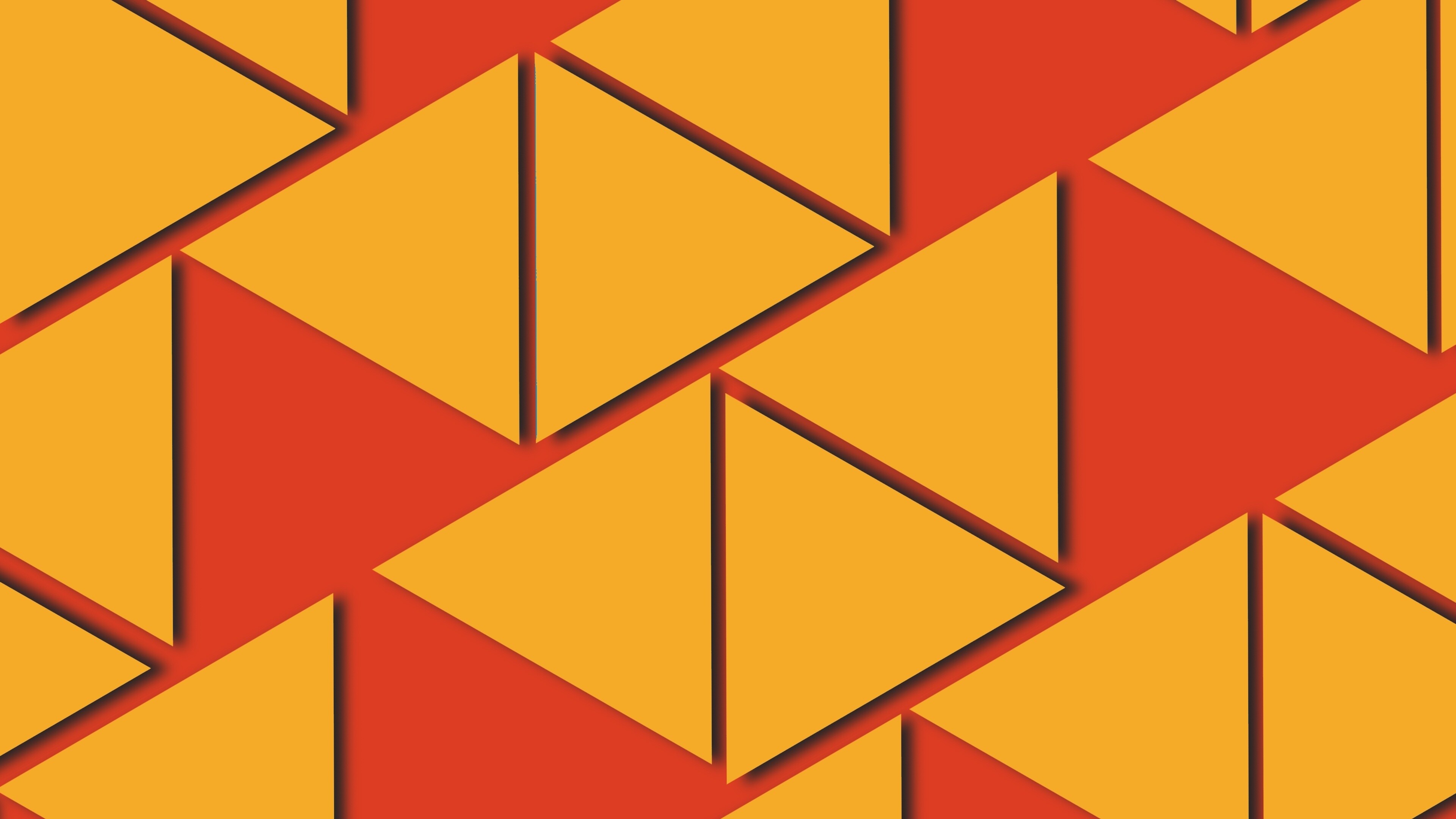 Triangle: Abstract, Orange, Trapezoids, Polygonal figures. 3840x2160 4K Background.