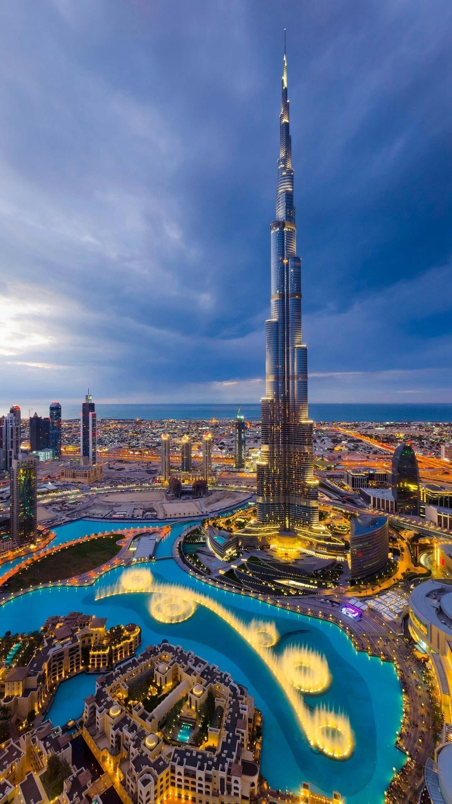 Burj Khalifa, Dubai skyline, Travel destination, Man-made marvel, 1440x2560 HD Phone