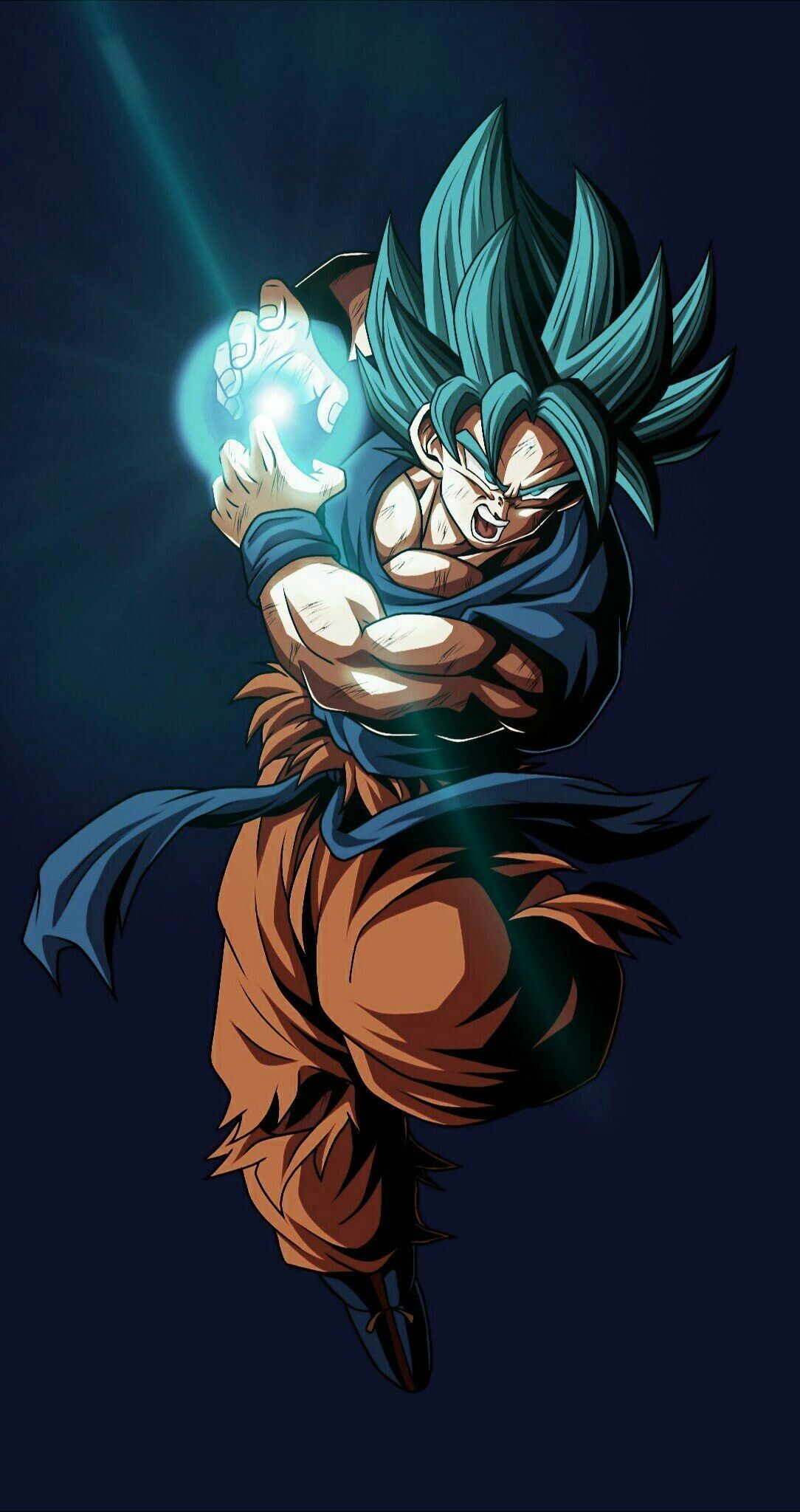Goku: Super Saiyan Blue, The transformation of the Saiyan race, Shooting out a powerful beam of energy. 1090x2050 HD Background.