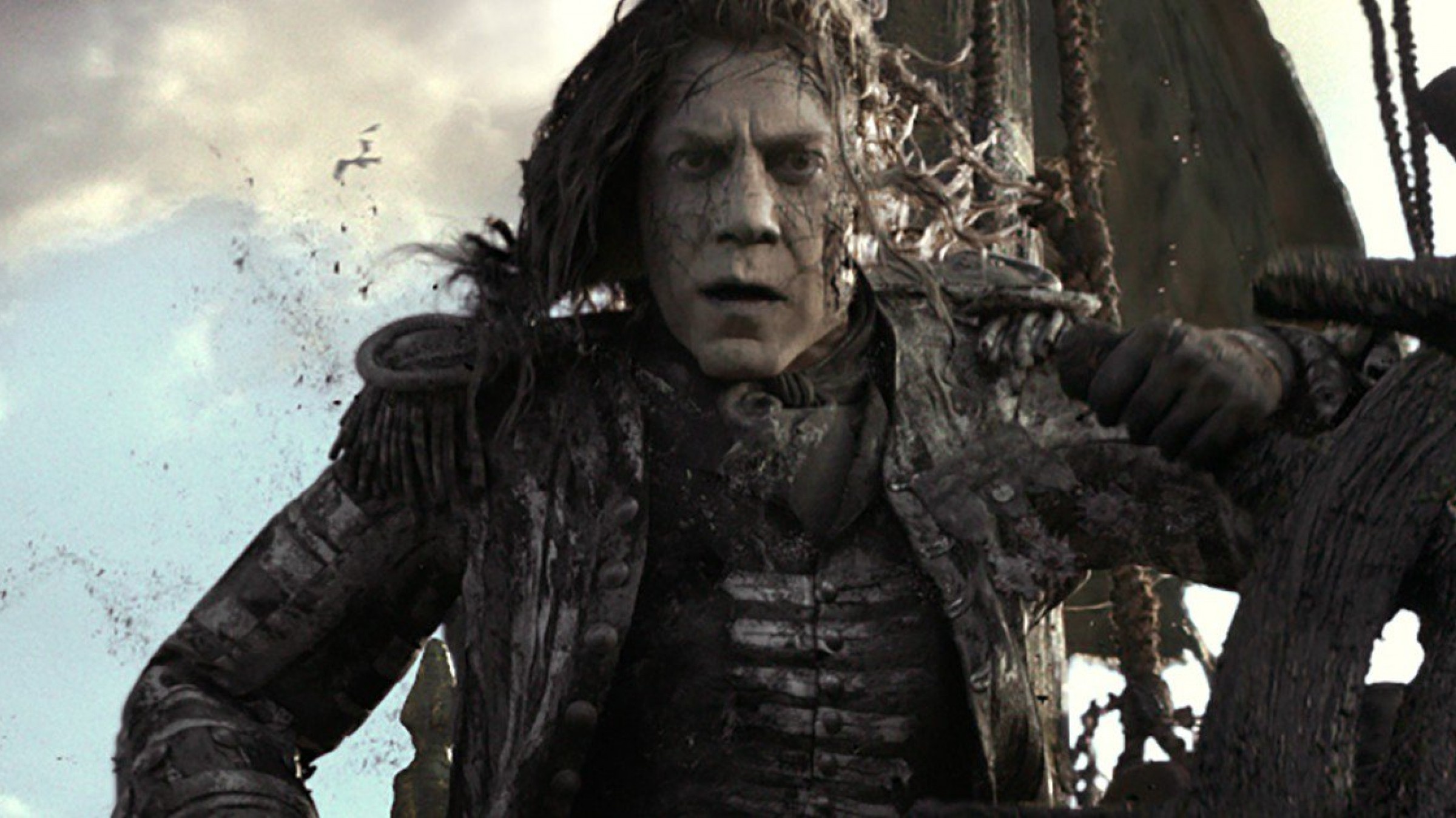 Javier Bardem (Captain Salazar): The undead Captain of the Silent Mary who seeks revenge on Jack Sparrow. 2400x1350 HD Wallpaper.