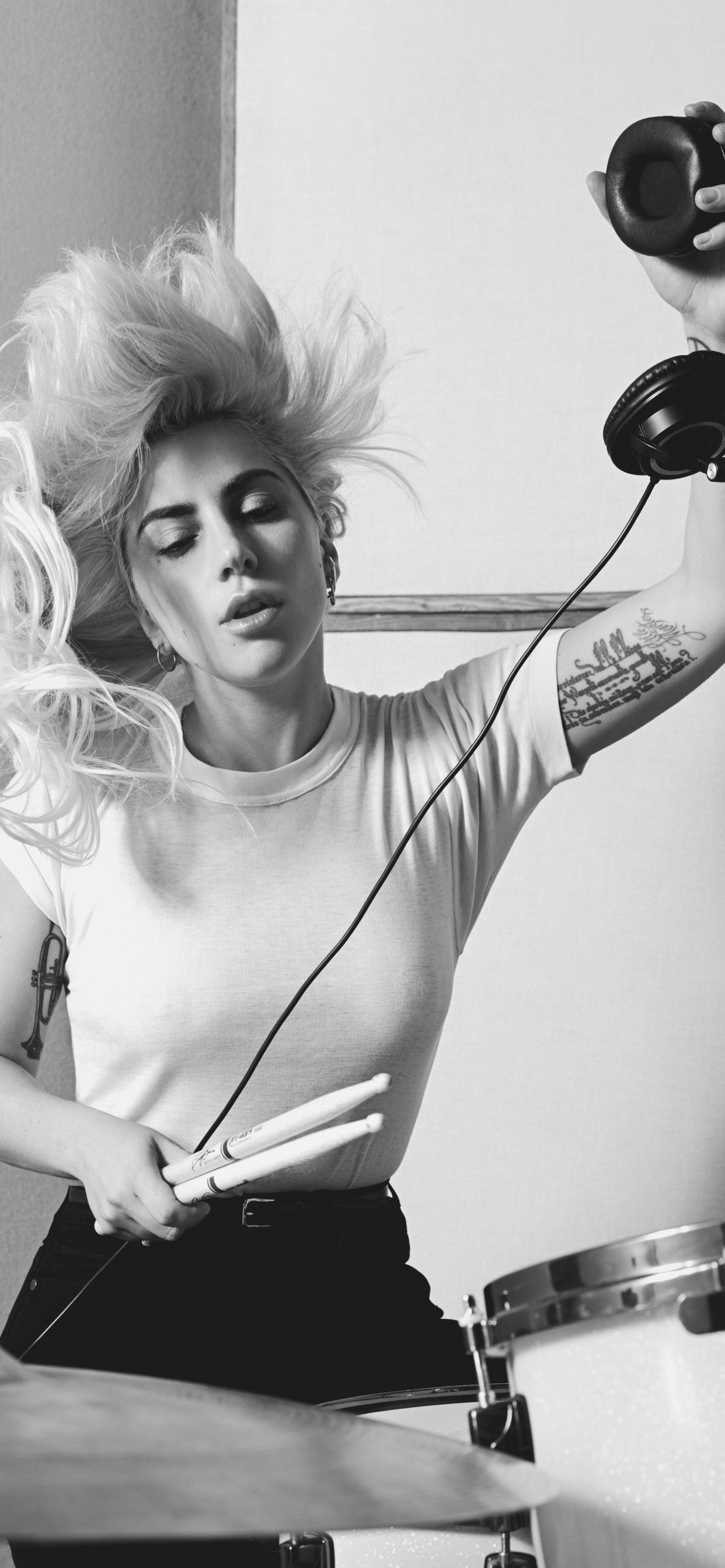 Drums: Lady Gaga, American Singer, Songwriter, And Actress, Drumming. 1250x2690 HD Wallpaper.