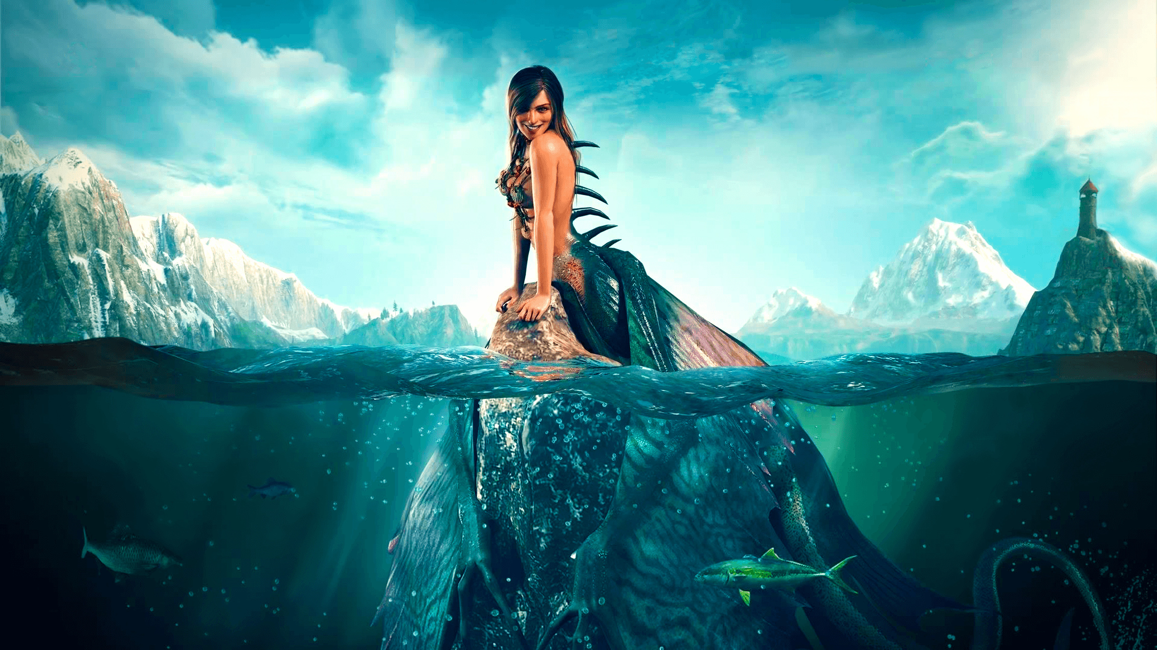 The Witcher 3 mermaid, Beautiful artwork, Underwater beauty, 2270x1280 HD Desktop