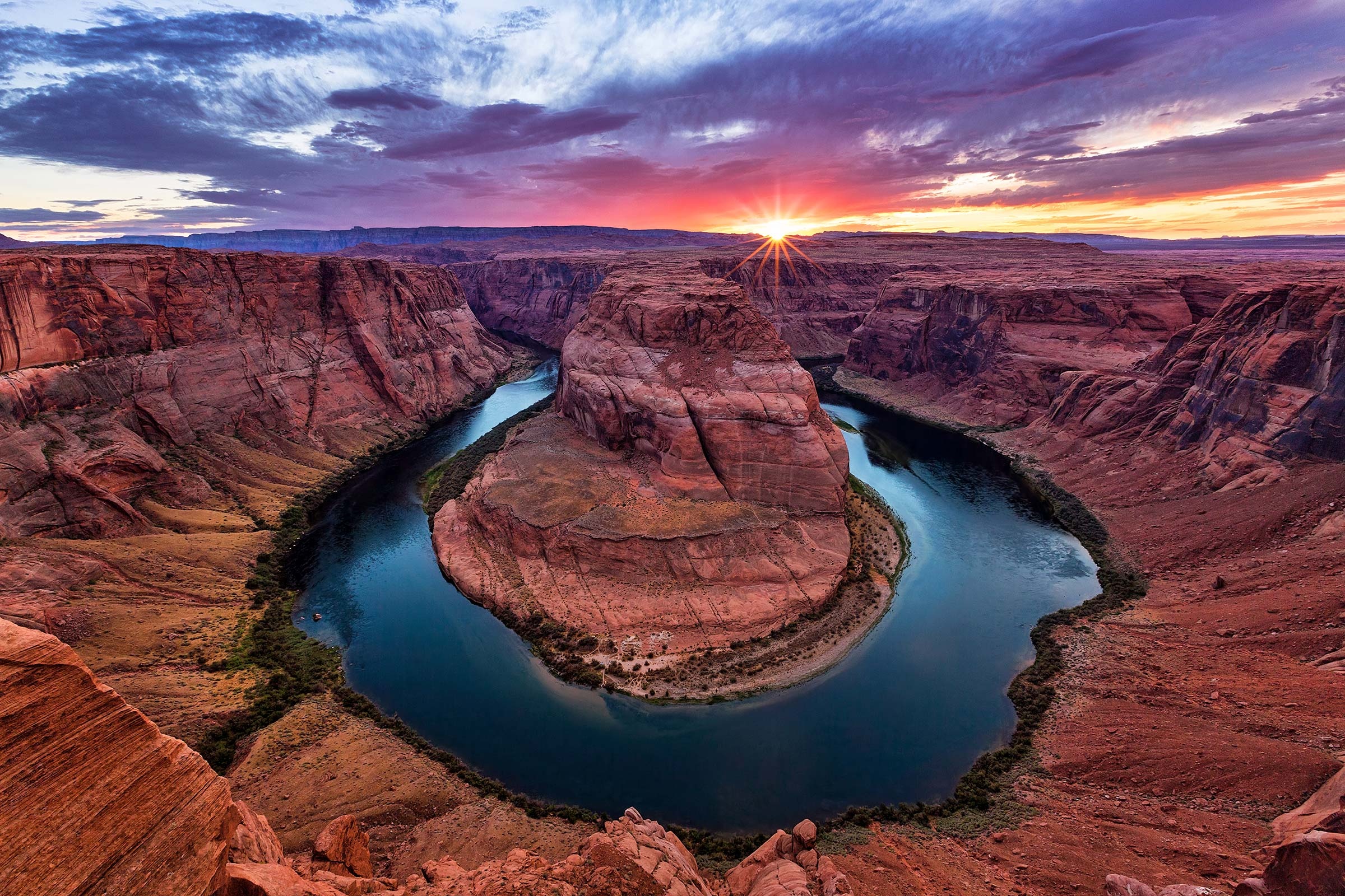 Colorado River, Horse shoe bend sunset, Desktop backgrounds, Travels, 2400x1600 HD Desktop