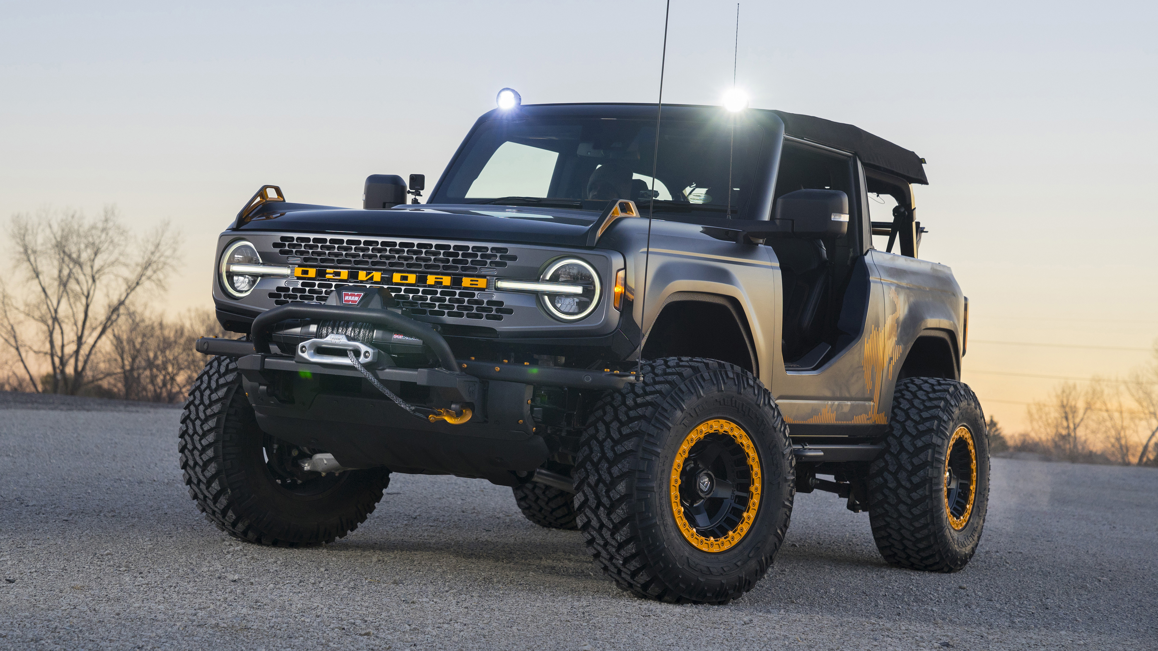 Ford Bronco: The Safari Model Is Equipped With An Automatic Winch, Matte Grey, 2022. 3840x2160 4K Background.