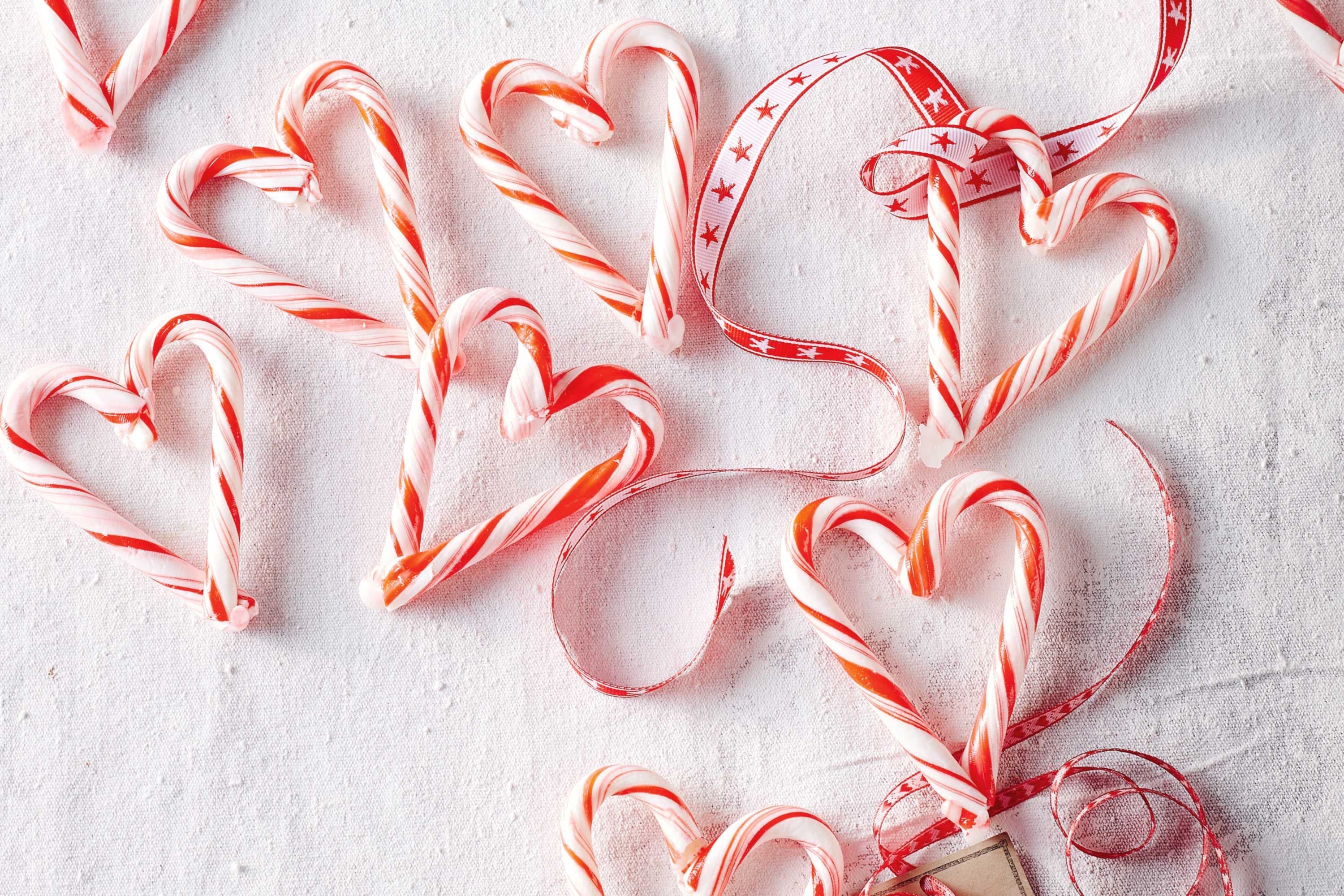 Candy cane hearts, Sweet decorations, Valentine's Day, Festive love, 3000x2000 HD Desktop