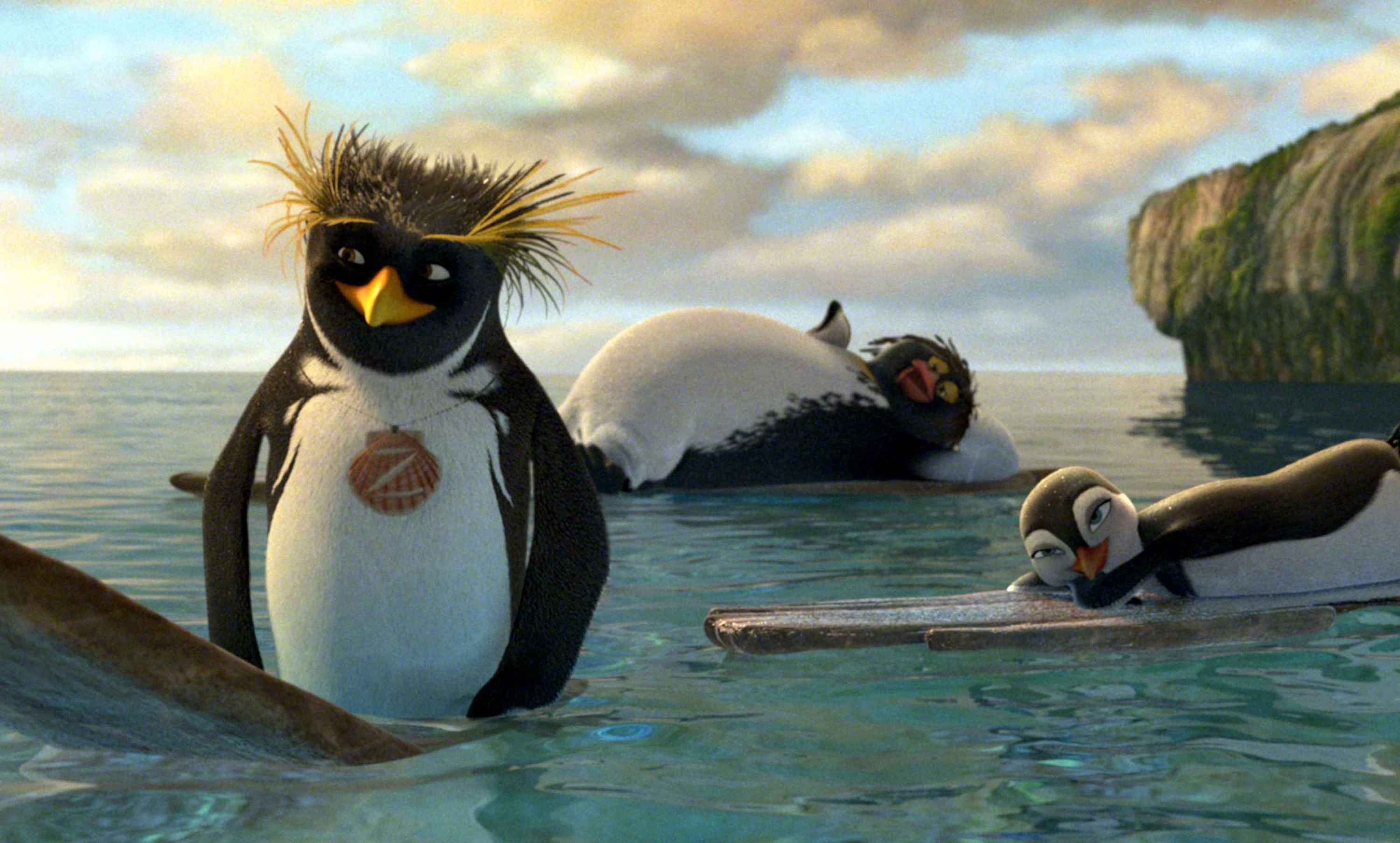 Surf's Up Animation, Carnaval 2014, Surfer Penguins, Kid Movies, 3000x1810 HD Desktop